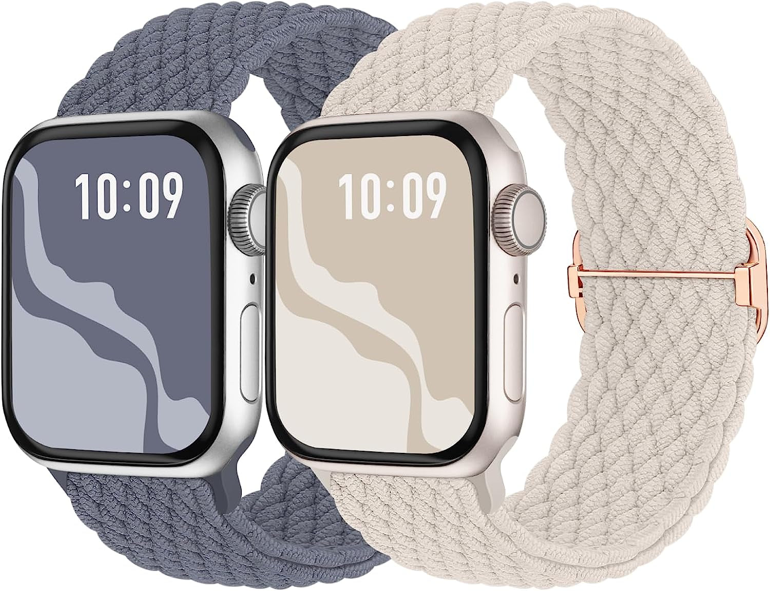Braided Solo Loop Compatible with Apple Watch Band 38Mm 40Mm 41Mm 42Mm 44Mm 45Mm 49Mm, Stretchy Sport Bands Women Men Elastic Nylon Wristband for Iwatch Series 8 7 6 SE 5 4 3 2 1 Ultra  Suitisbest Blue Gray/Starlight 38mm/40mm/41mm 