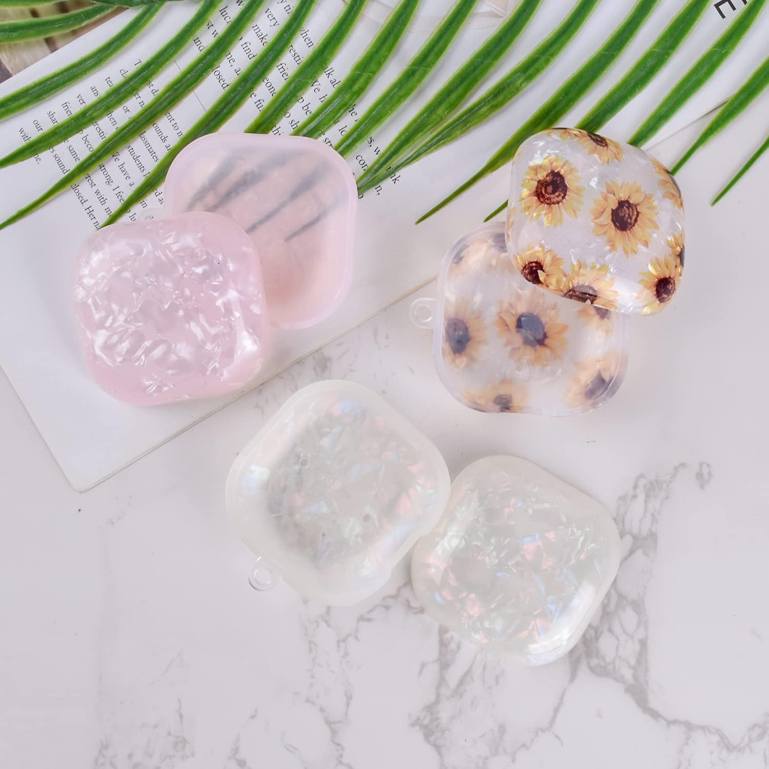 Fycyko Compatible with Samsung Galaxy Buds 2 Case/Galaxy Buds Pro Case/Galaxy Buds Live Case,Cute Sparkle Flower Pattern Shockproof Protective Cover Case with Keychain,Sunflower  Fycyko   