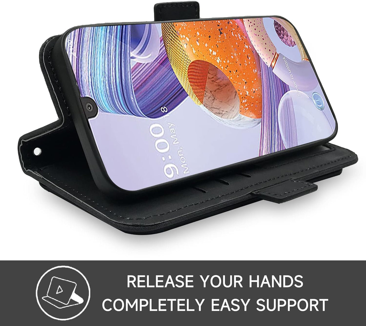 Furiet Compatible with LG V35 Thinq V30 plus Wallet Case Wrist Strap Lanyard Leather Flip Card Holder Stand Cell Accessories Phone Cover for LGV30 LGV35 LG30 LG35 V 30 35 V30+ V30S H931 Men Black  Furiet   