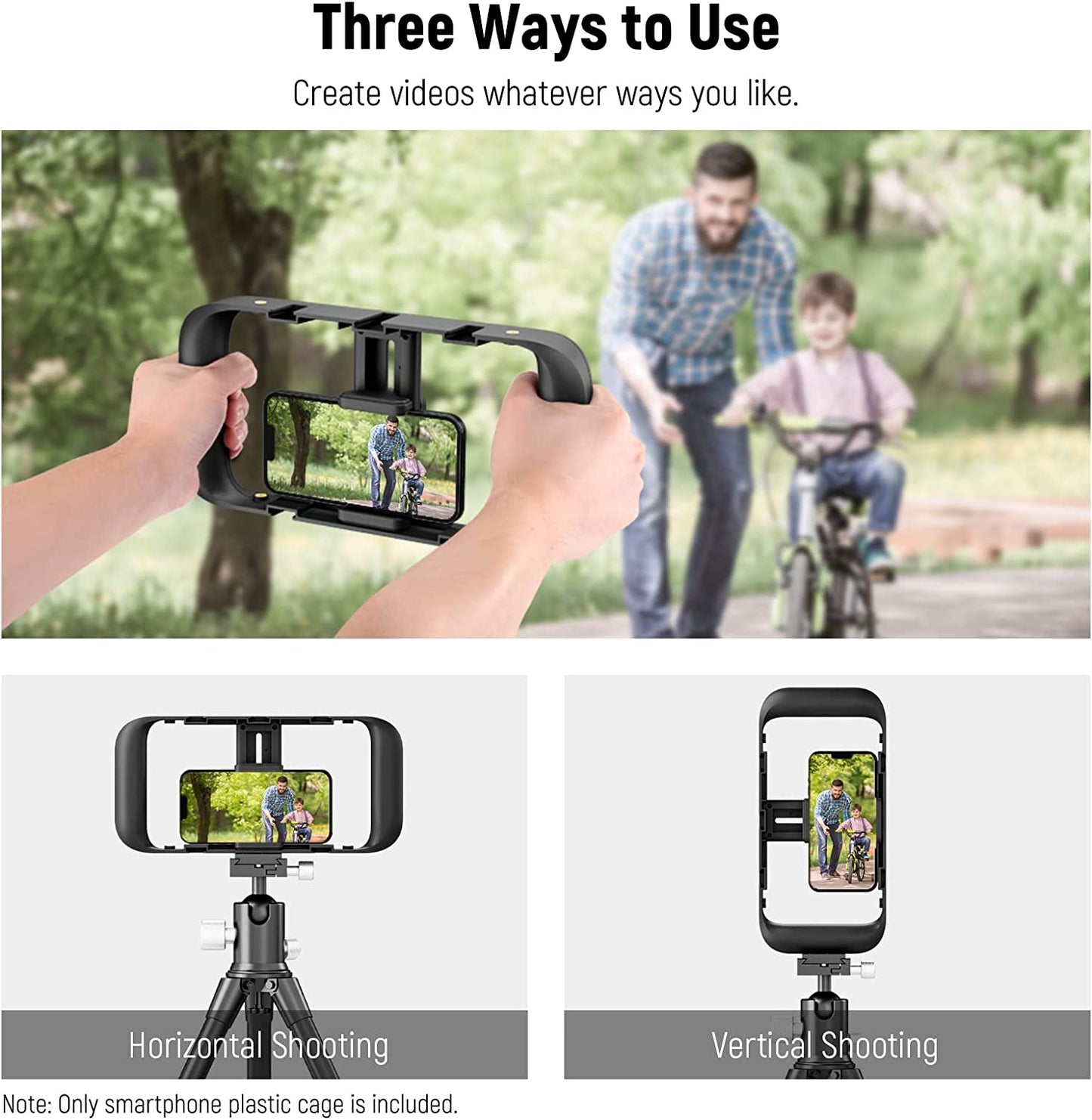 NEEWER Smartphone Video Rig, Phone Video Stabilizer Grip Vlogging Cage with Cold Shoe Tripod Mount, Phone Rig for Videomaker Film Maker Video Grapher Compatible with Iphone Samsung and More, A104  NEEWER   