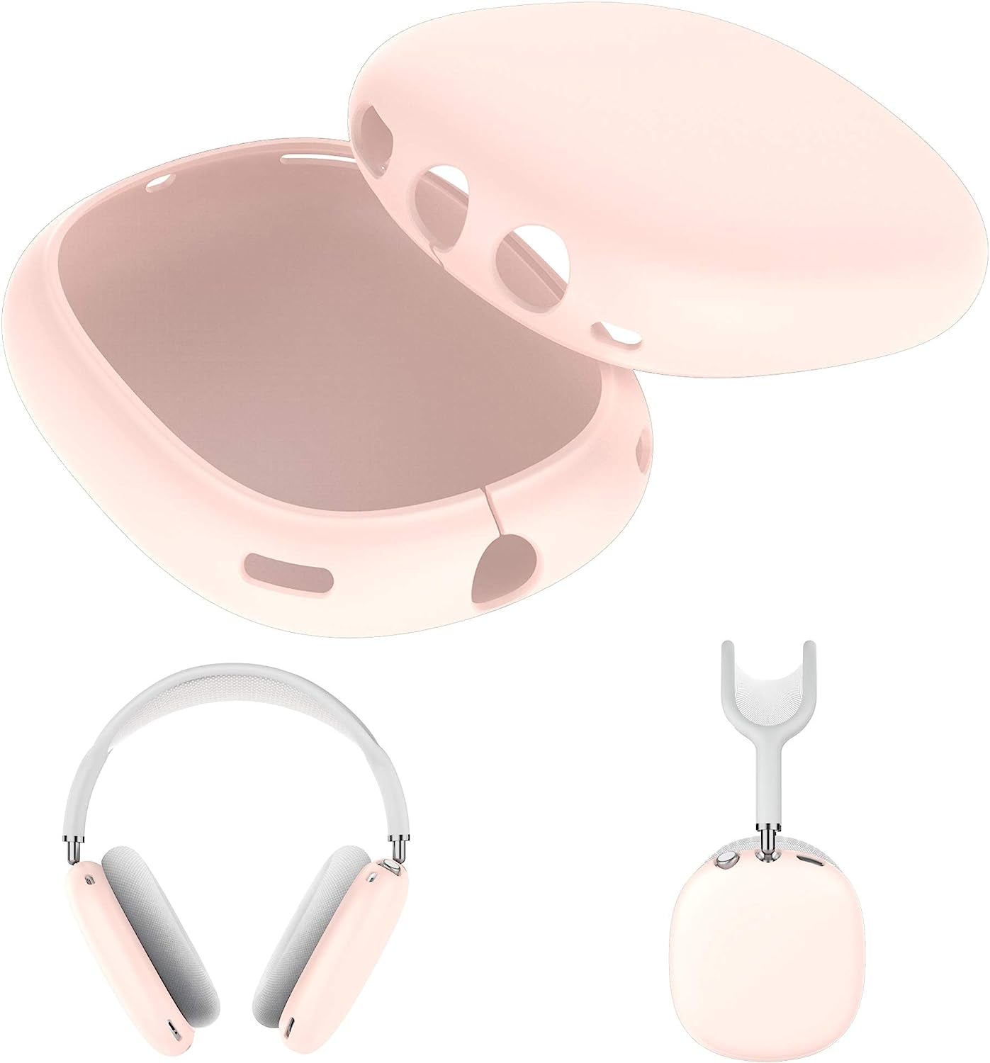 Fitturn Earpads Cover Case Compatible with Airpod Max Wireless Headphone, Silicone Anti-Scratch Protective Case for Airpod Max, Earcup Protectors Enrich Color & Prevent Earphones from Bumping (White)  FitTurn Pink  