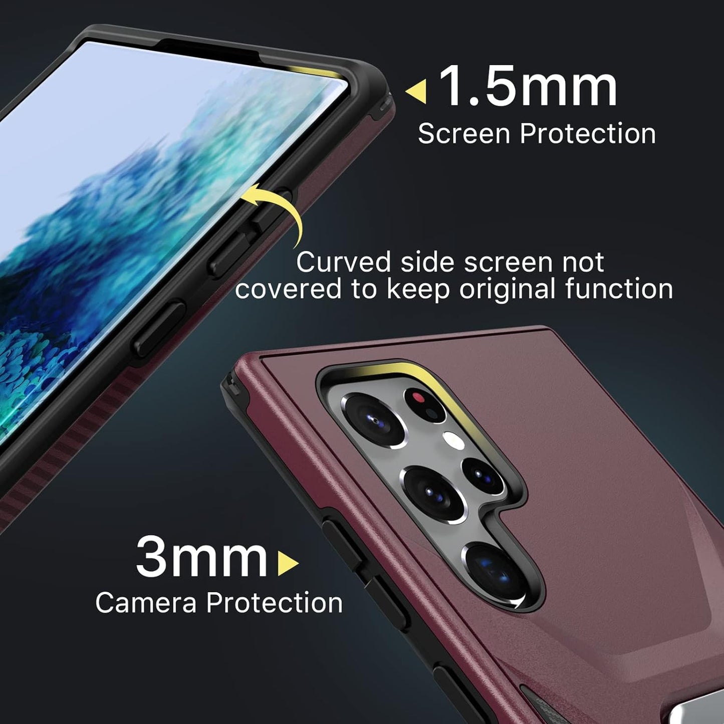 MYBAT Pro Shockproof Stealth Series Case for Samsung Galaxy S22 Ultra Case with Stand 6.8 Inch, Support Magnetic Car Mount, Heavy Duty Military Grade Drop Protective Case with Kickstand - Plum  Valor Communication Inc   