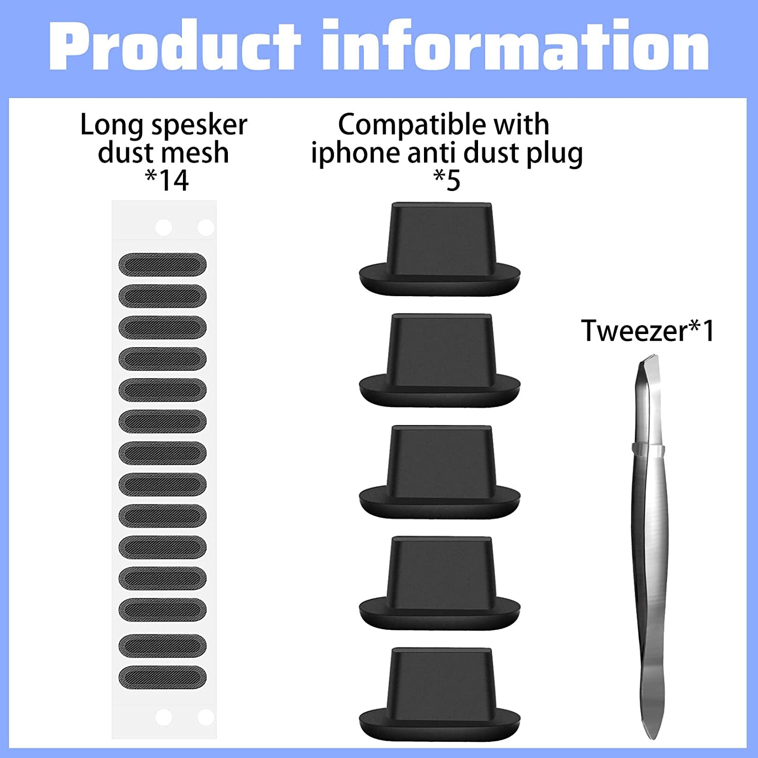 14 Pack Speaker Dust Covers and 5 Pack Phone Dust Plugs with Tweezers, Speaker Dust Proof Stickers Silicone anti Dust Proctors Set(Black)  Weewooday   