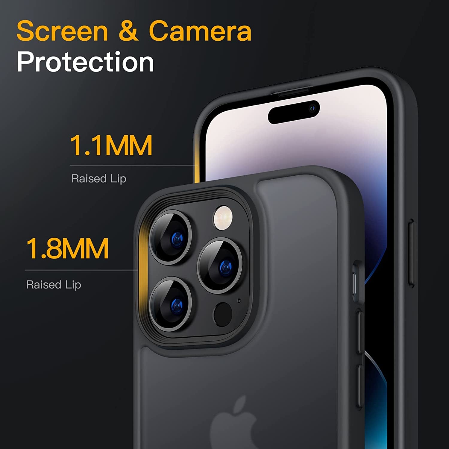 Jetech Matte Case for Iphone 14 Pro Max 6.7-Inch (NOT for Iphone 14 Pro 6.1-Inch), Shockproof Military Grade Drop Protection, Frosted Translucent Back Phone Cover, Anti-Fingerprint (Black)  JETech   