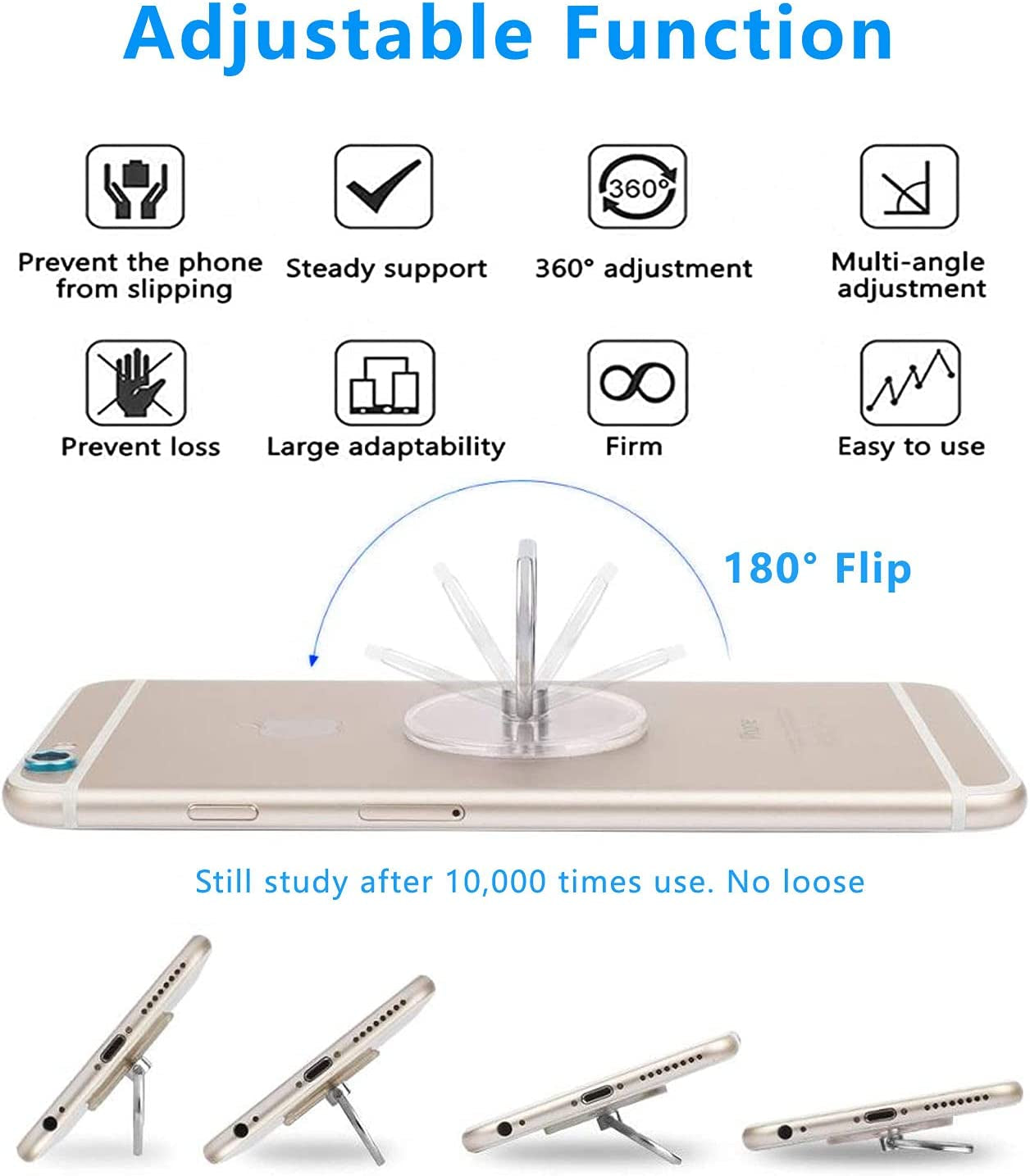 VOVIGGOL Cell Phone Ring Holder Stand 5 Pack, Transparent Phone Ring Holder Finger Kickstand 360° Degree Rotation Clear Phone Ring Grip Compatible Iphone Cellphone Phone Case (Round)  VOVIGGOL   