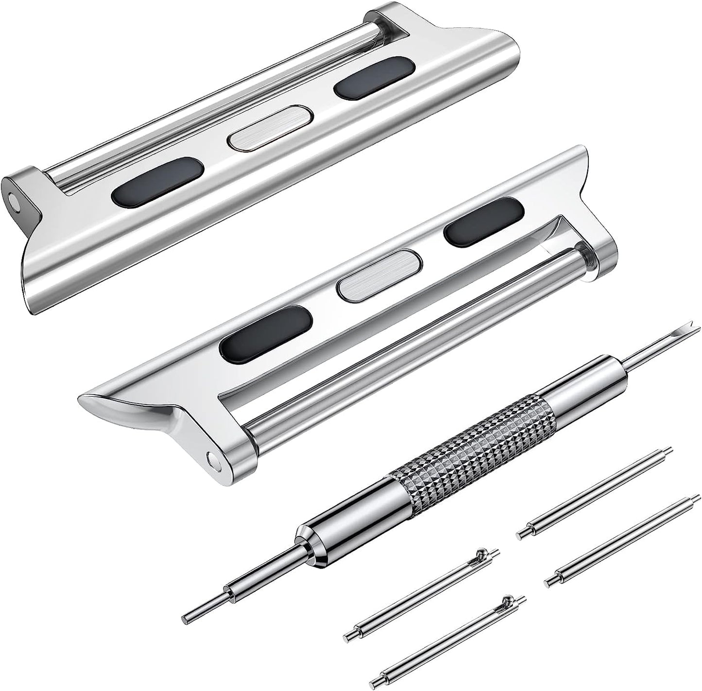 Wearlizer Watch Band Connector Compatible with Apple Watch Band Adapter, Replaceable Metal Connection Adapter with Replacement Tool for Iwatch Ultra Series 8 7 6 5 4 3 2 1 22Mm Width Straps  Wearlizer Silver 49mm(22mm Pin) 