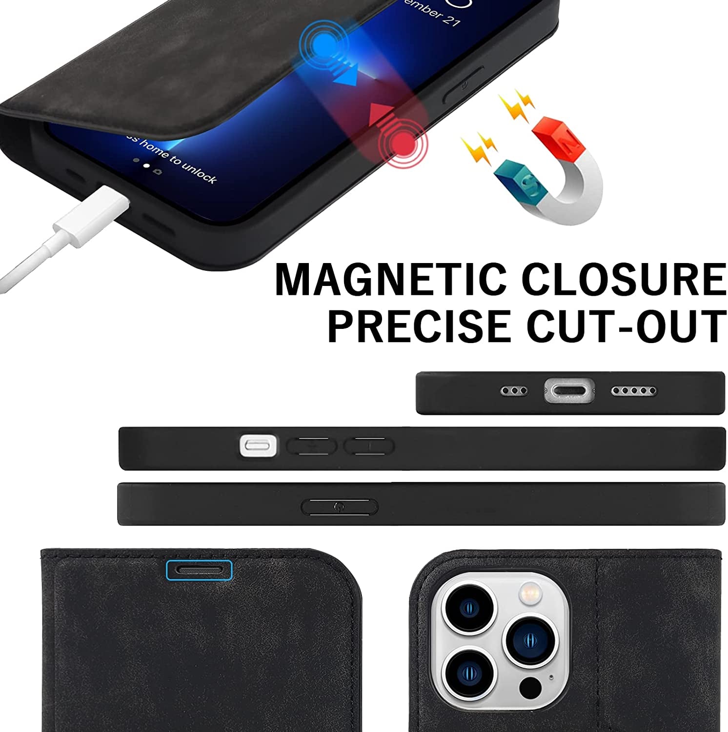 CASEOWL Compatible for Iphone 13 Pro Max Case Wallet [Support Magsafe Wireless Charger] with Card Holder[Rfid Blocking], Kickstand, Flip Leather Slim Iphone 13 Pro Max Wallet Case for Man Women-Black  CASEOWL   