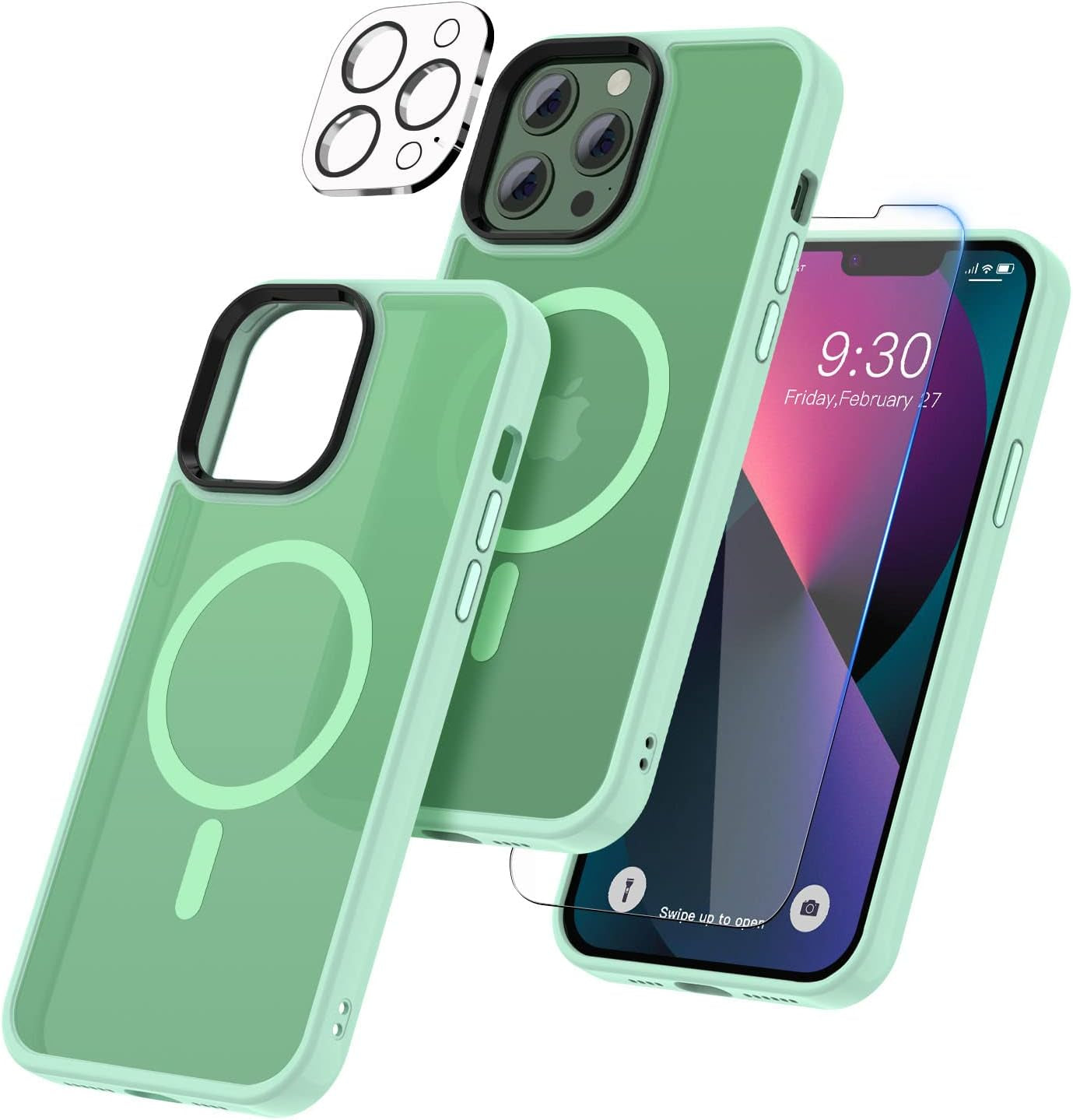 BOTOER 5 in 1 for Iphone 12 /Iphone 12 Pro Case,With 2 Pack Screen Protector + 2 Pack Camera Lens Protector, Ultra Thin Scratch Resistant Drop Mag-Safe Phone ,Blue  BOTOER   