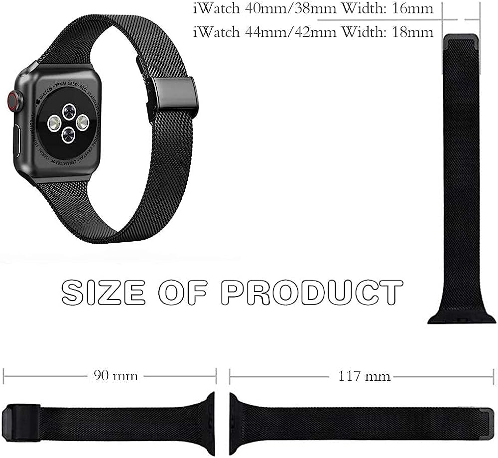 ROSAUI for Apple Watch Band 38Mm 40Mm 42Mm 44Mm Stainless Steel Metal Soft Flexible Slim Watchband Replacement Wristband Metal Strap Iwatch Bands Series 6 5 4 3 2 1/SE  ROSAUI   