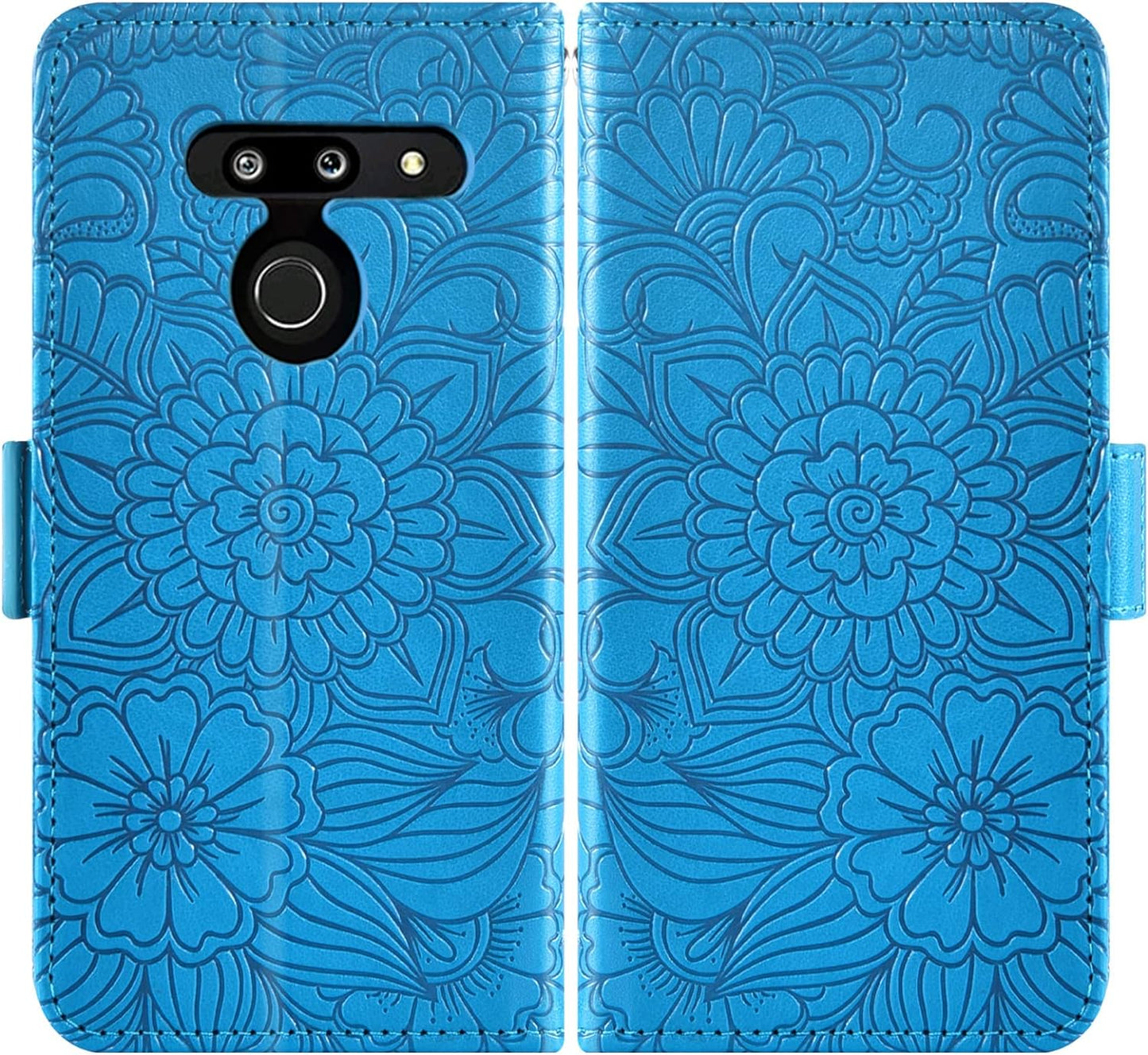 Compatible with LG G8 Thinq Wallet Case and Tempered Glass Screen Protector Card Holder Stand Leather Flip Cell Accessories Phone Cover for LGG8 Thin Q G 8 LG8 G8Thinq Lgg8Thinq 8G Women Men Blue  Asuwish   