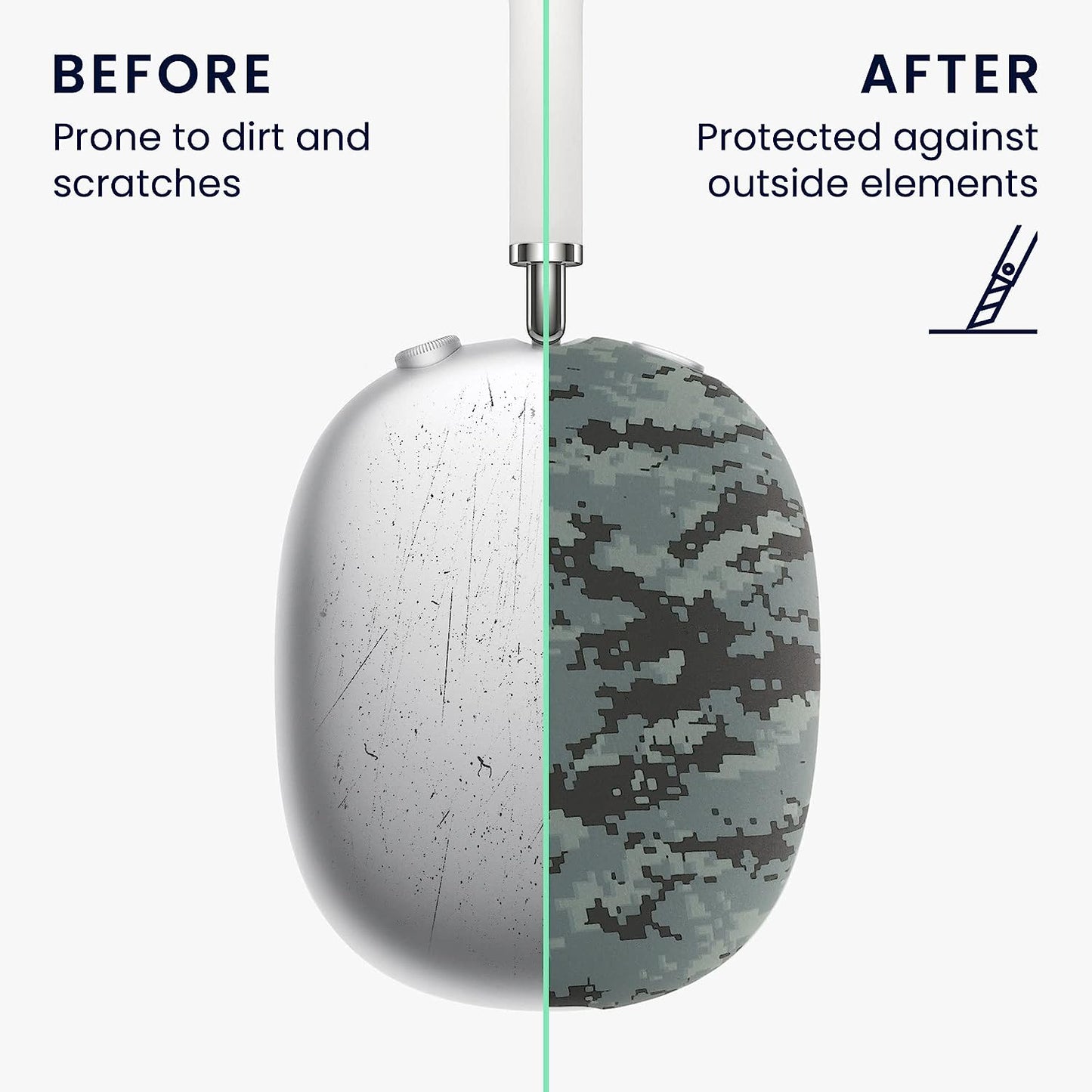 Kwmobile Covers Compatible with Apple Airpods Max Covers (Set of 2) - Camouflage Dark Grey/Black/Light Grey  KW-Commerce   