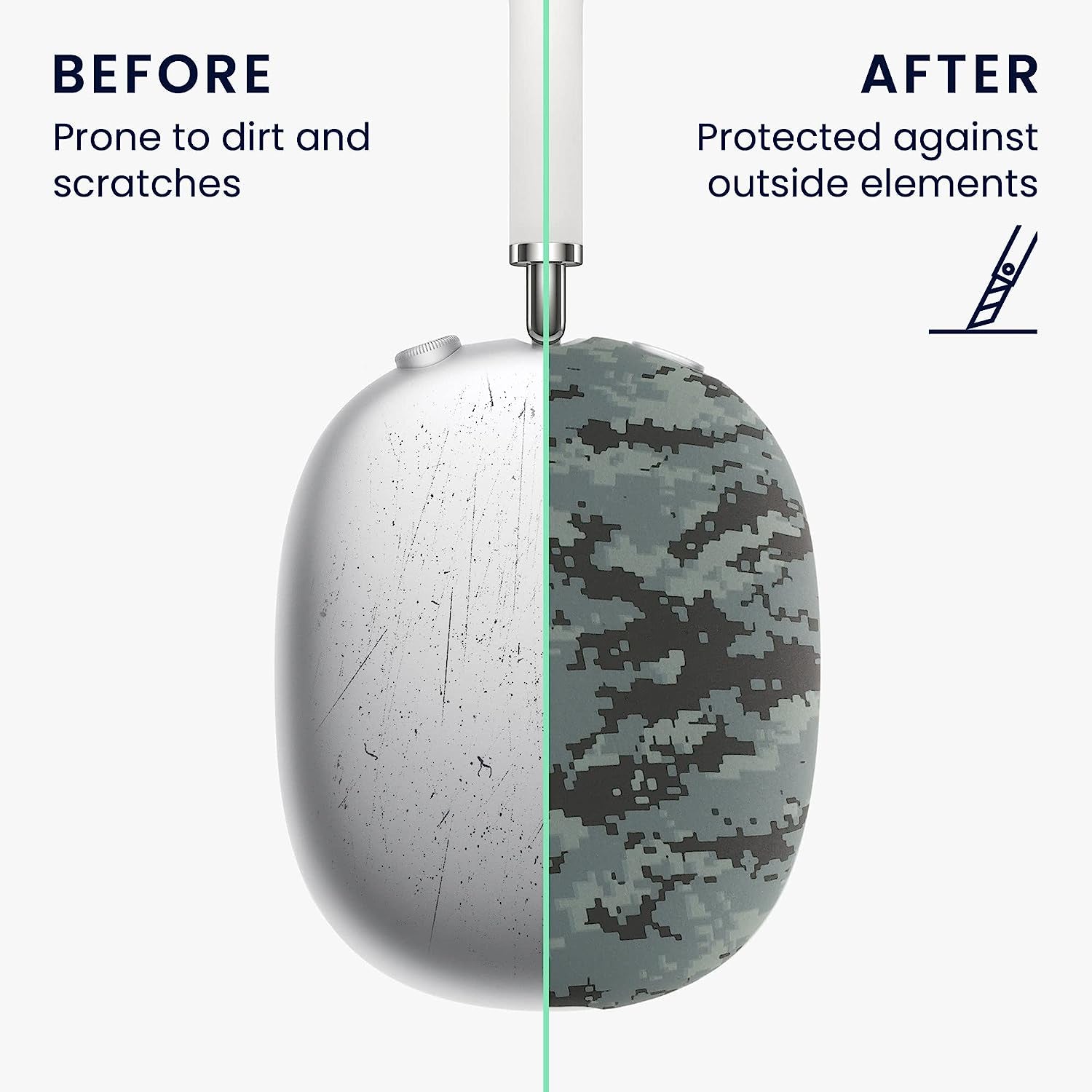 Kwmobile Covers Compatible with Apple Airpods Max Covers (Set of 2) - Camouflage Dark Grey/Black/Light Grey  KW-Commerce   