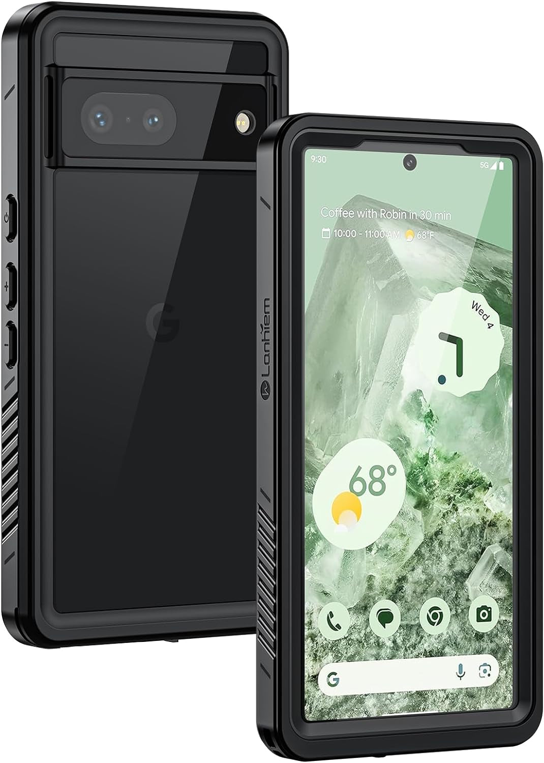 Lanhiem Pixel 8 Pro Case, IP68 Waterproof Dustproof Case with Built-In Screen Protector, Rugged Full Body Shockproof Protective Clear Cover for Google Pixel 8 Pro, Blue  Lanhiem Black For Pixel 8 
