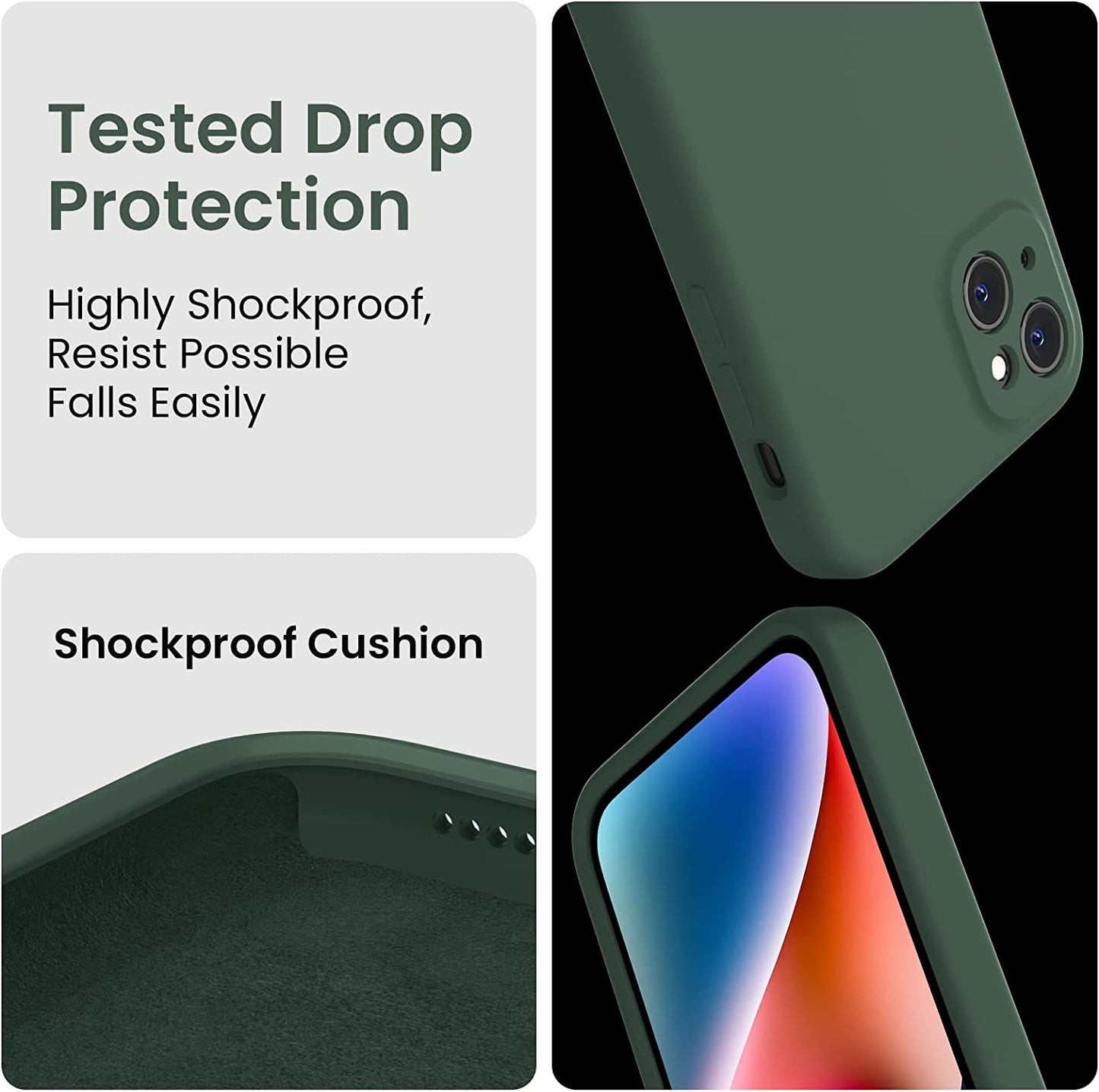 Firenova for Iphone 14 Case, Silicone Upgraded [Camera Protection] Phone Case with [2 Screen Protectors], Soft Anti-Scratch Microfiber Lining Inside, 6.1 Inch, Alpine Green  FireNova   