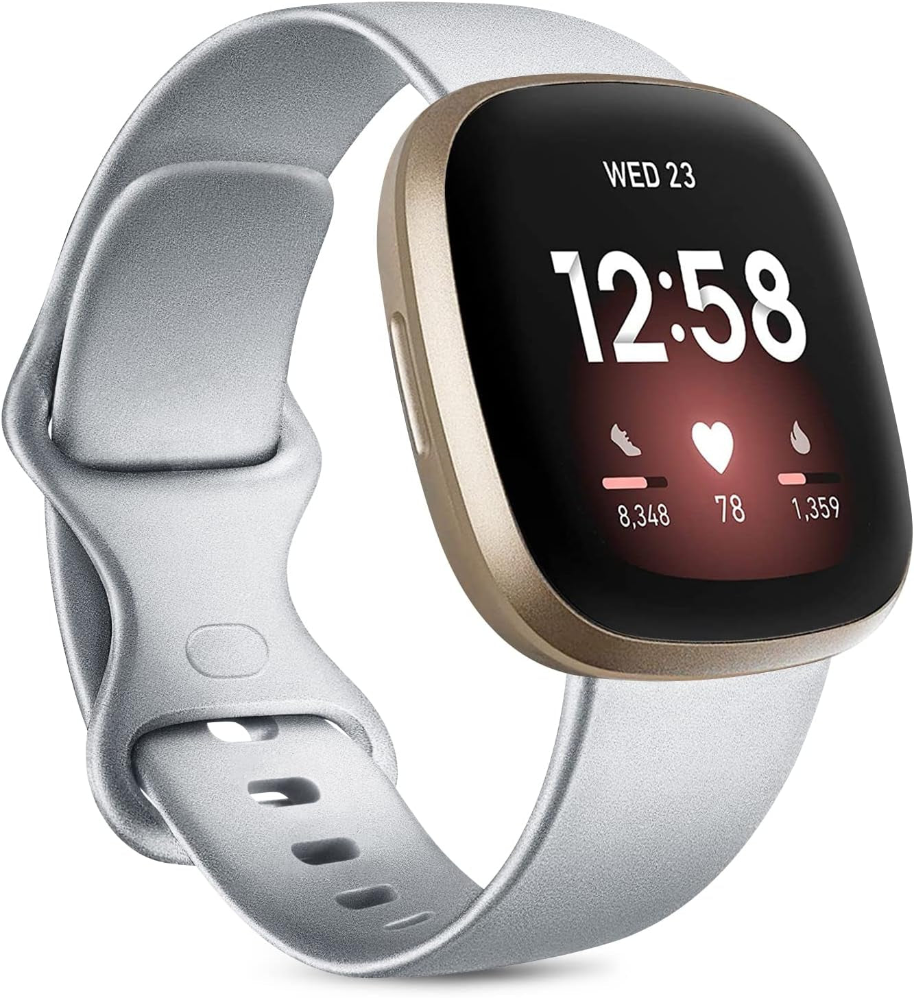 6 Pack Sport Bands Compatible with Fitbit Versa 3 Bands/Fitbit Sense Bands, Classic Soft Silicone Replacement Wristbands for Fitbit Versa 3 Smart Watch Women Men (Small, 6 Pack E)  Mugust Silver Small 