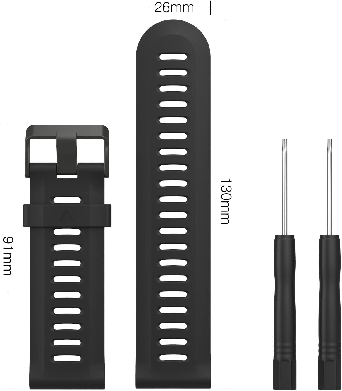 Moko Band Compatible with Garmin Fenix 3/Fenix 5X, Soft Silicone Replacement Watch Band Fit Garmin Fenix 3/Fenix 3 Hr/Fenix 5X/5X Plus/D2 Delta Px/Descent Mk1 Smart Watch - Black  MoKo   