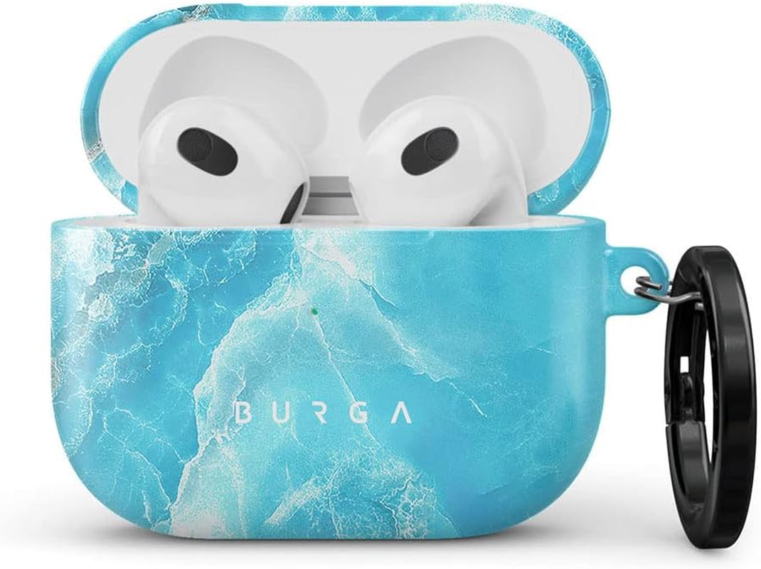 Burga Airpod Hardcase Compatible with Apple Airpods MAX Case, Sky Blue Mint Green Gold Dusts Marble Turquoise Azure Ocean Cute Case for Women, Protective Hard Plastic Case Cover  BURGA Ocean Waves Airpods 3 