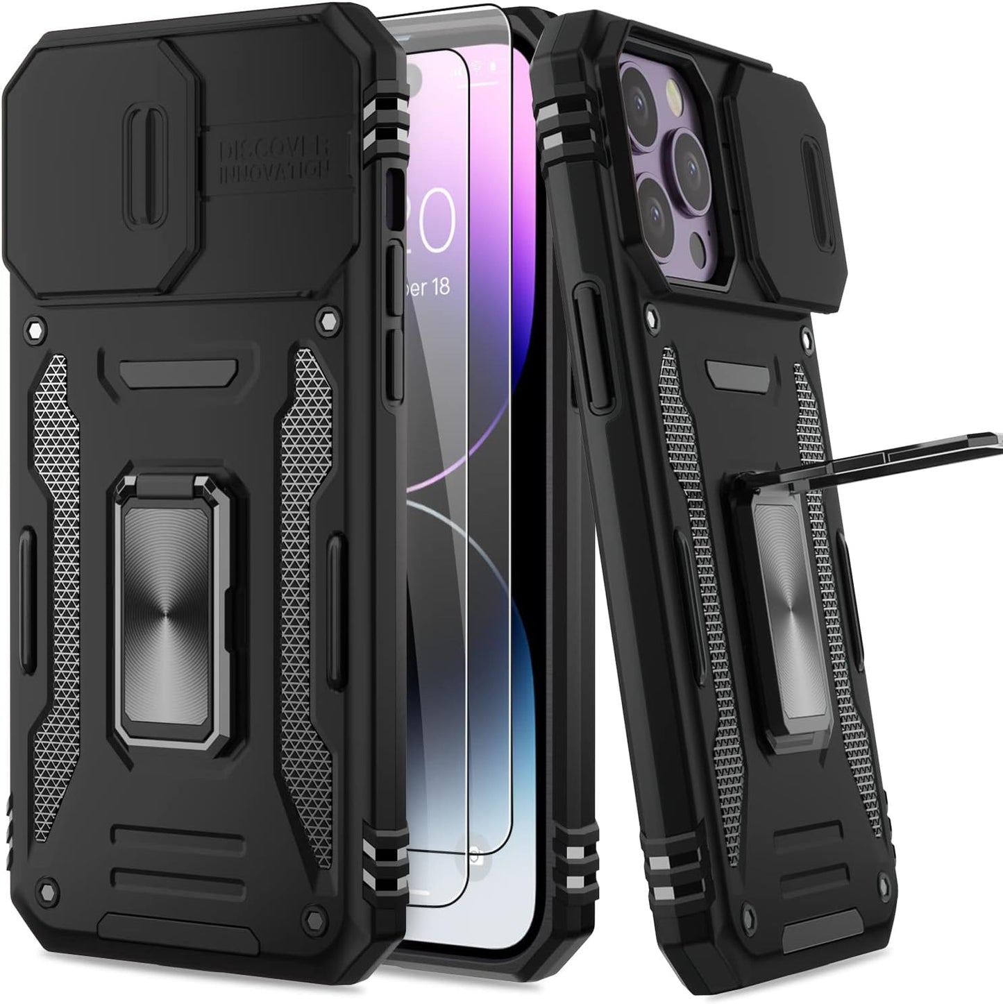 AUPAI Iphone 14 plus Case with Screen Protector,Iphone 14 plus Cover Crystal Clear Anti-Yellow Heavy Duty Acrylic Protective Phone Case with Magnetic Kickstand for Apple Iphone 14 Plus,Green  AUPAI   