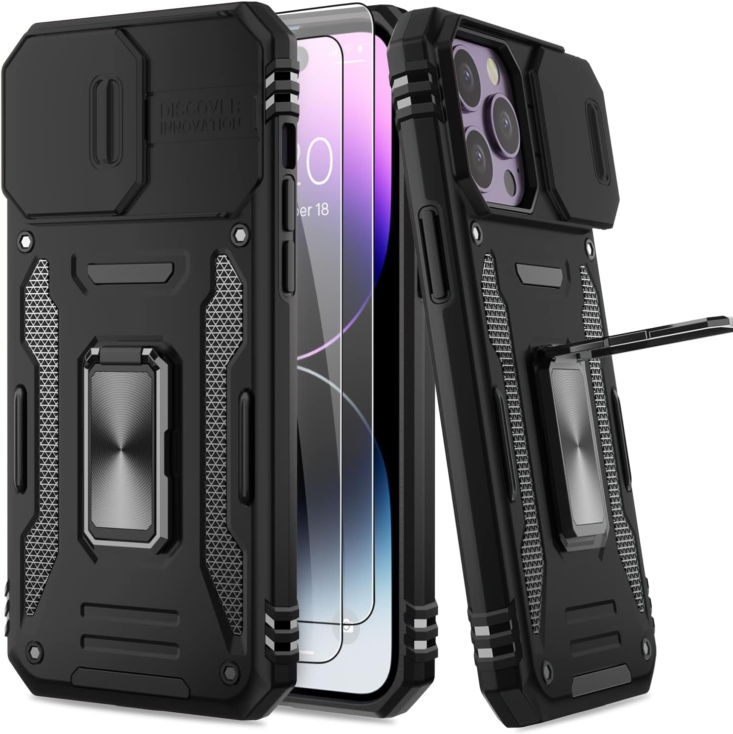 AUPAI Iphone 14 plus Case with Screen Protector,Iphone 14 plus Cover Crystal Clear Anti-Yellow Heavy Duty Acrylic Protective Phone Case with Magnetic Kickstand for Apple Iphone 14 Plus,Green  AUPAI   