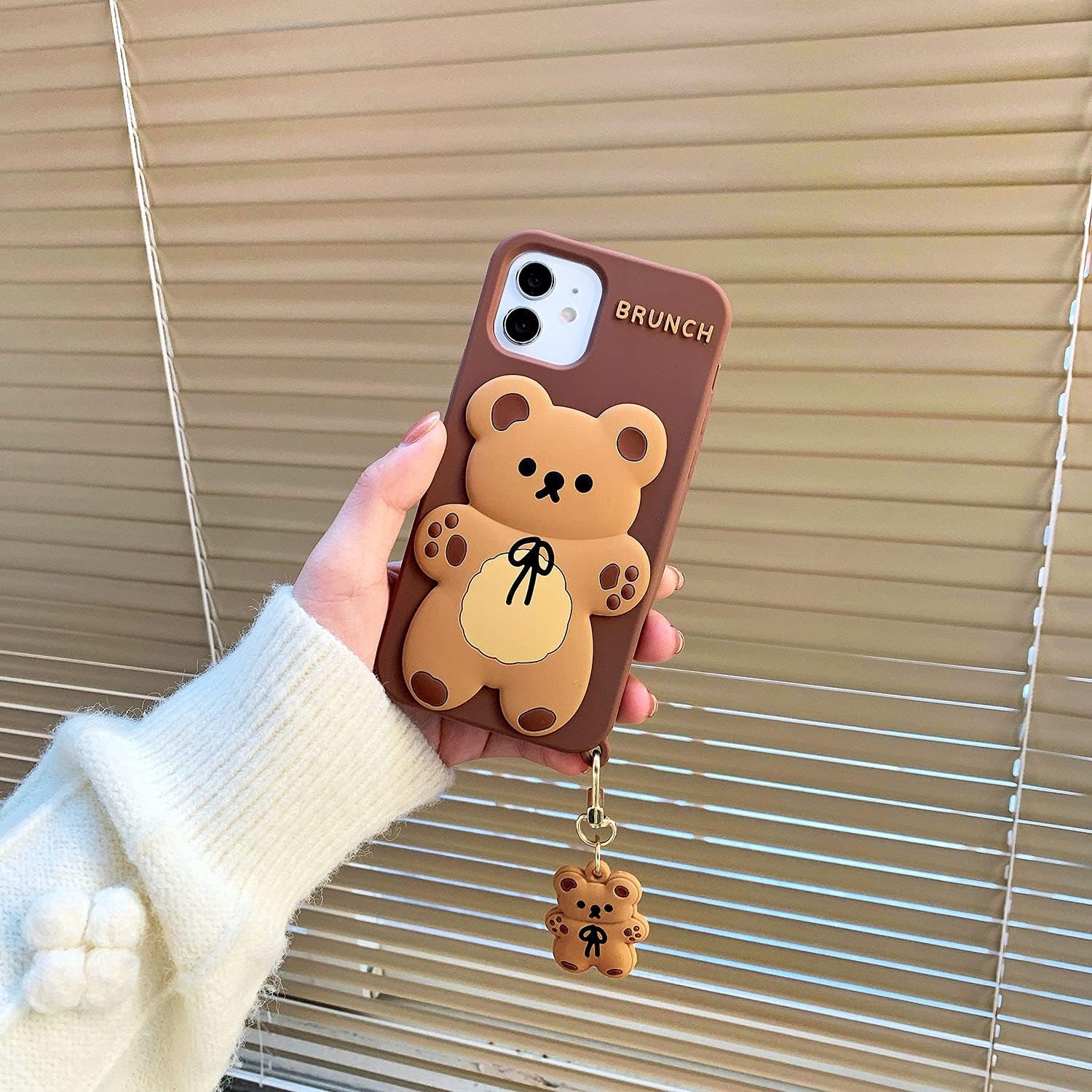 Yatchen Kawaii Phone Cases Apply to Iphone 12 Mini,Cute Cartoon Bear Phone Case with Keychain Teddy Bear Phone Case 3D Iphone 12 Mini Case Soft Silicone Shockproof Cover for Women Girls  Yatchen   