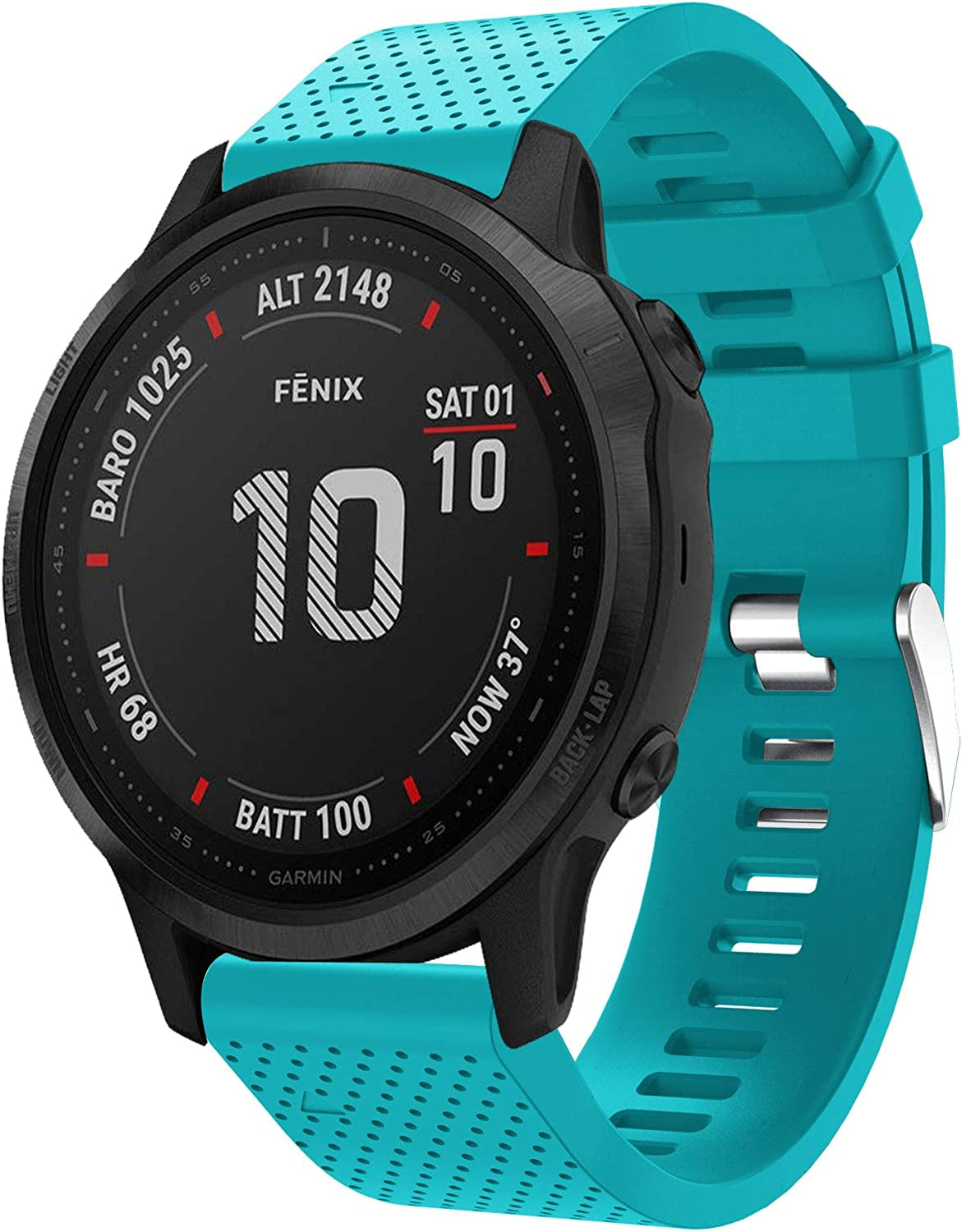 Fit for Garmin Fenix 6S Pro Watch Bands, Fenix 6S Sapphire Quick Fit 20 Watch Band Silicone Replacement Straps Accessory Band Wristbands Fit for Garmin Fenix 5S plus for Women Men (Black)  XHNee Turquoise  
