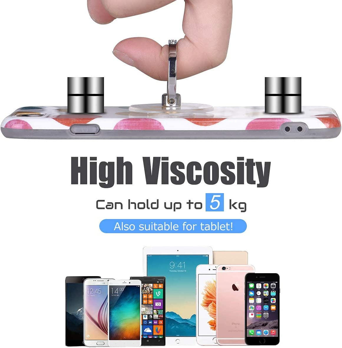 Transparent Phone Ring Holder Grip - EI Sonador Clear Cell Phone Ring Stand Holder Finger Grip Kickstand 360° Rotation, Compatible with Most of Phones, Tablets and Case (2 Silver Diamond)  EI Sonador   