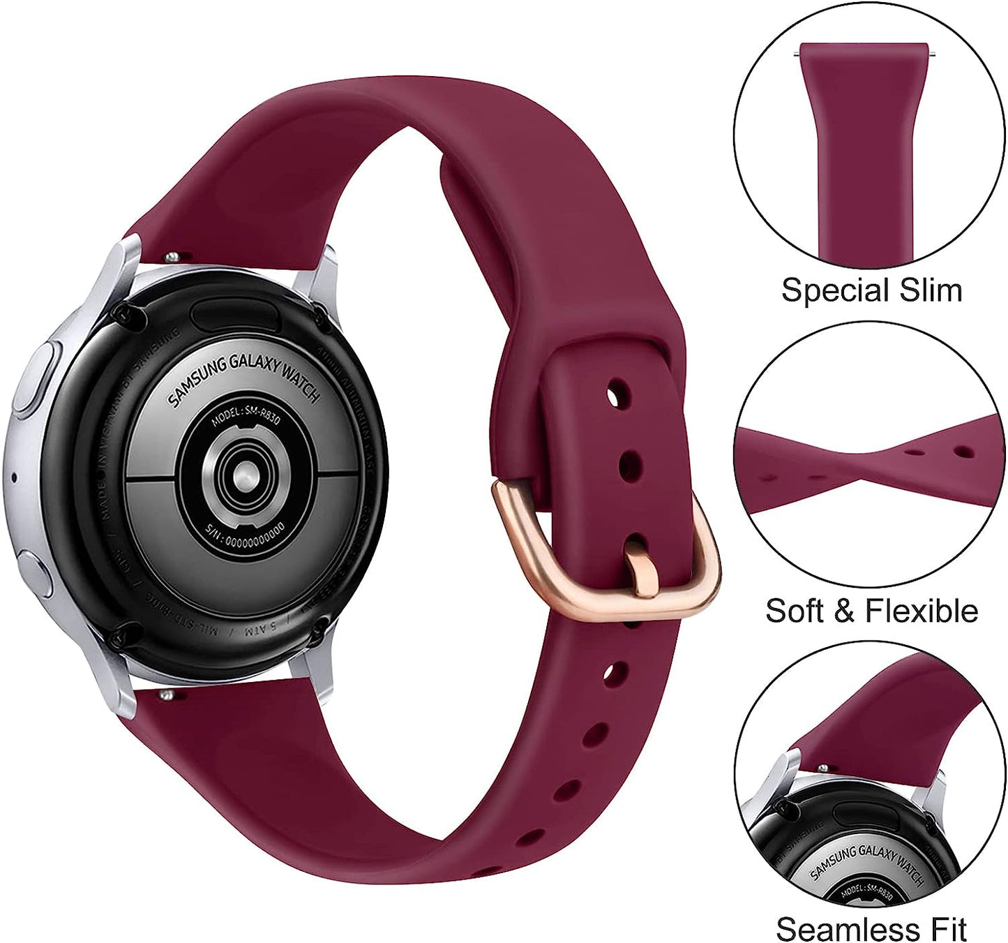 3 Pack Slim Bands for Samsung Galaxy Watch 3 Bands 41Mm Women Men, 20Mm Soft Silicone Replacement Wristband Sport Strap for Galaxy Watch 3 Bands 41Mm  Meliya   