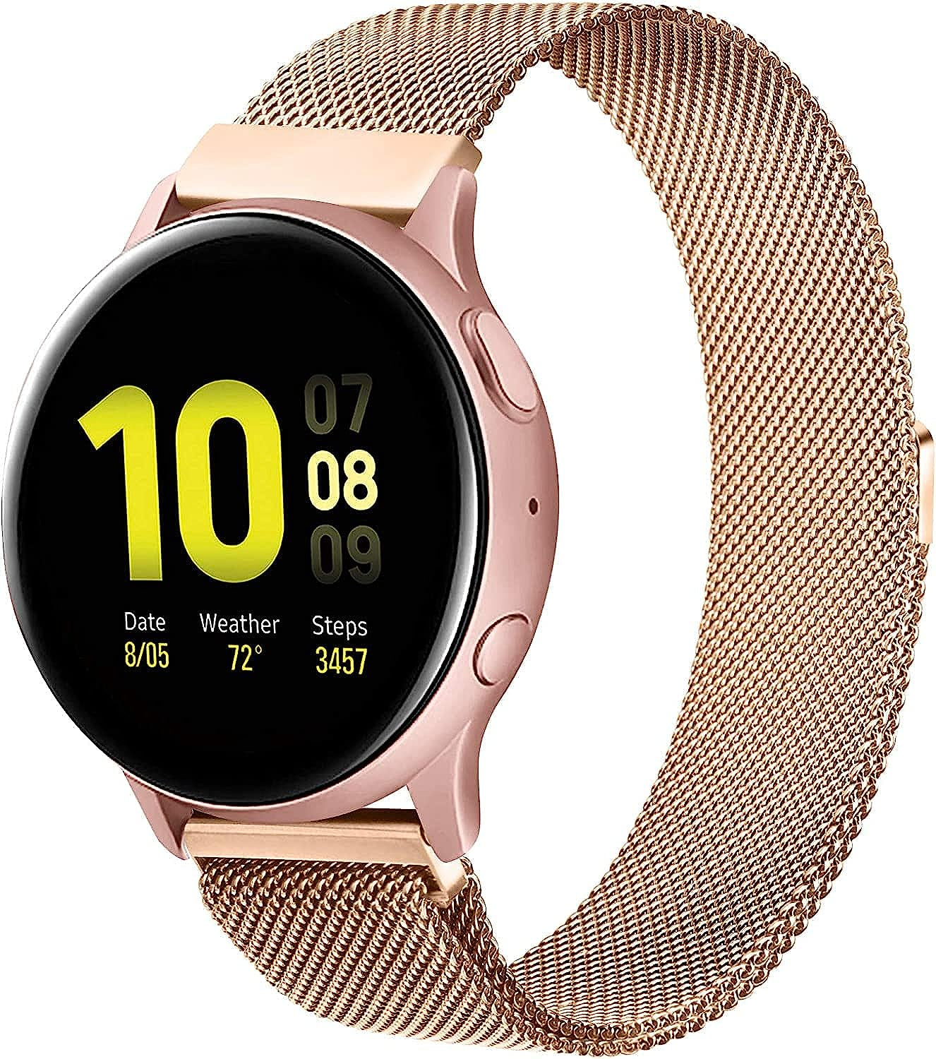 Liwerlly Bands for Galaxy Watch 5/4 Band 40Mm 44Mm/Watch 5 Pro Band, 20Mm Stainless Steel Mesh Replacement Strap Women Men for Samsung Watch 5/5 Pro/ 4 Classic 42Mm/Active 2/3 41Mm  LiWerlly Rose Gold  
