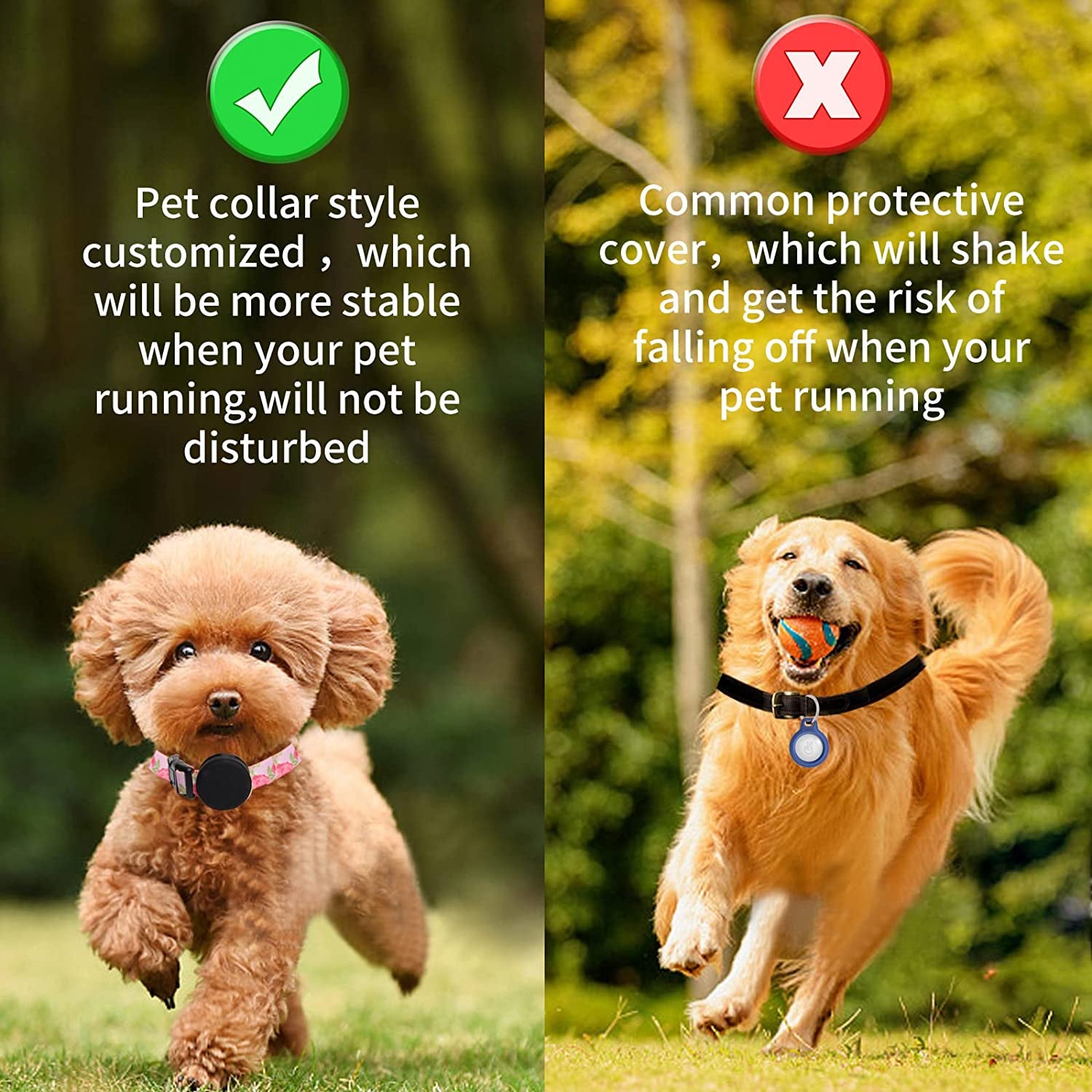 EXIEUSKJ Airtag Dog Collar, Item Finder Case for Apple Airtag 2021, Polyester Pet Cat Puppy Collar with Silicone Airtag Holder for Small, Medium, Large, Dogs,Pink Rose, M: 12.9''-21.6''Neck  dogcollarair618-7   