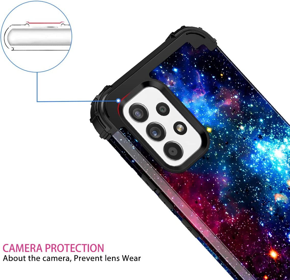 Miqala for Galaxy A53 5G Case,Glow in the Dark Three Layer Shockproof Hard Plastic+Silicone Rubber Protective Case for Samsung Galaxy A53 5G,Blue Sky  Miqala   