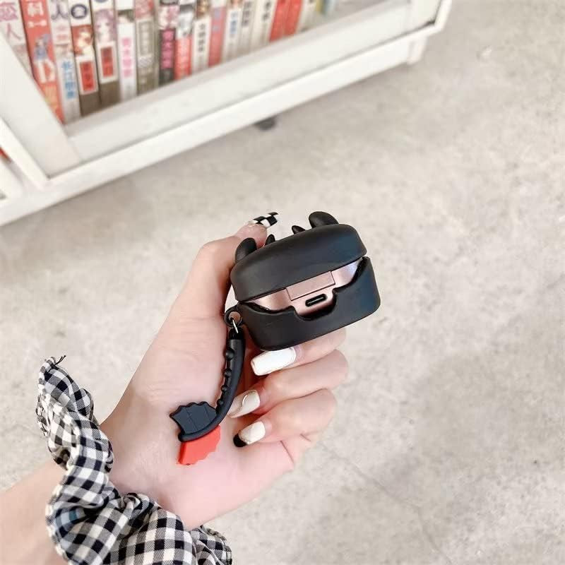 Case for Samsung Galaxy Buds2 Pro & Buds Live(2020)/Buds Pro(2021)/Buds 2 (2022) Charging Box,Cute Cartoons Kawaii Anime Fashion Animal Desig Protective Cover with Keychain (Black)  Angelcityus   