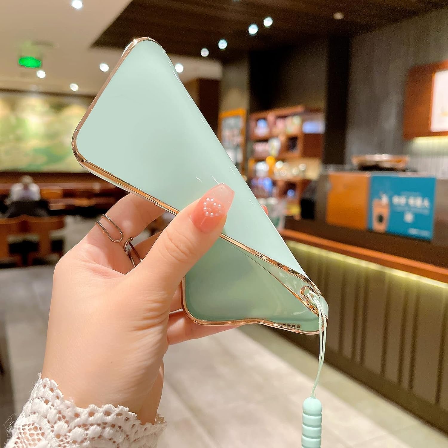 For Oneplus Nord N200 5G Case, N200 Phone Case for Women Electroplating Luxury Bling Aesthetic Trendy Pretty, Full Camera Soft TPU Protection Shockproof Cover for Oneplus Nord N200 5G (Mint Green)  KuDiNi   