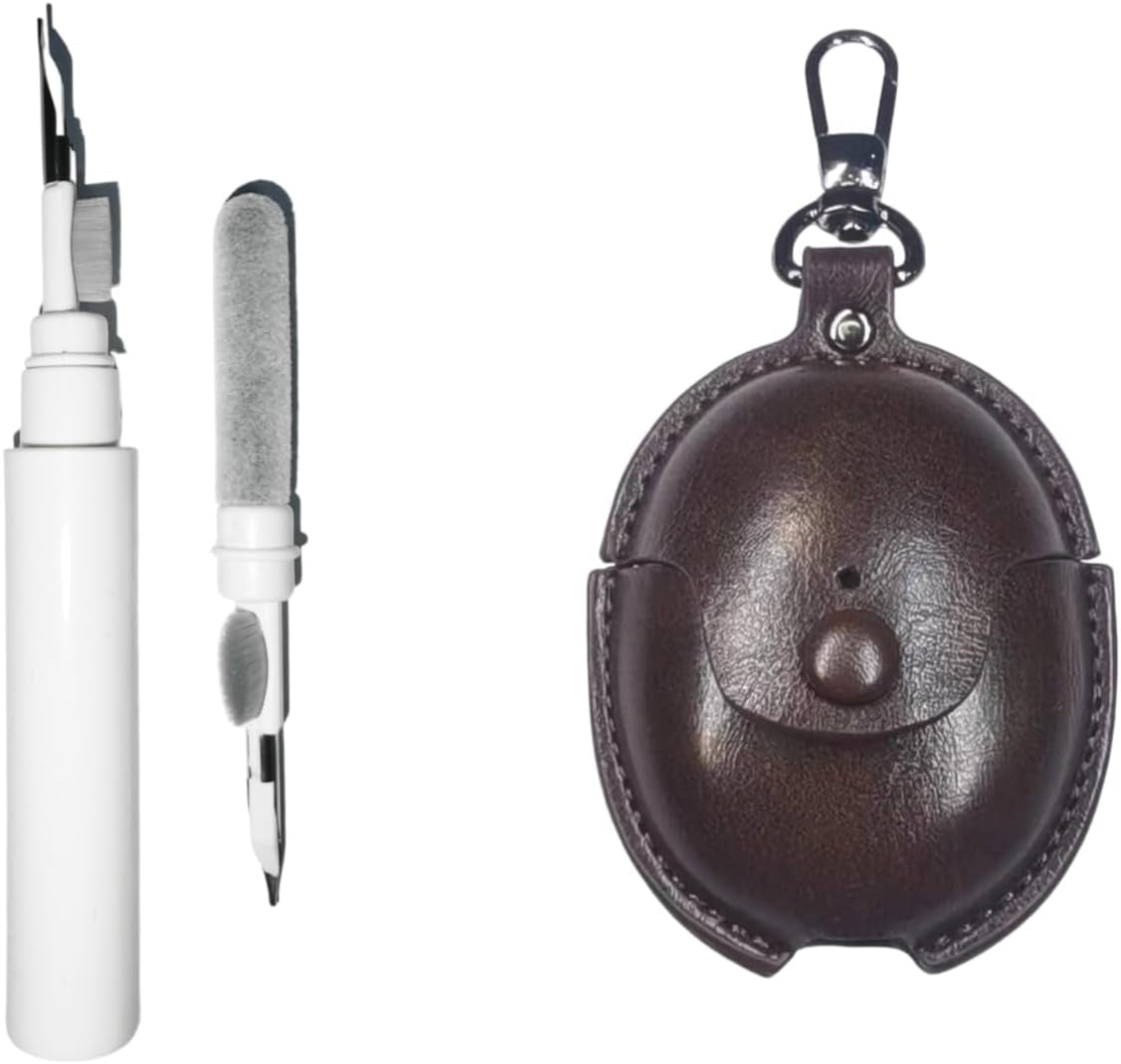 [3 in 1] Compatible for Google Pixel Buds Pro 2022 Cases with Cleaning Kit, Front LED Visible PU Leather Protective Cover Skin with Keychain for Man Women  CASEVERSE Brown  