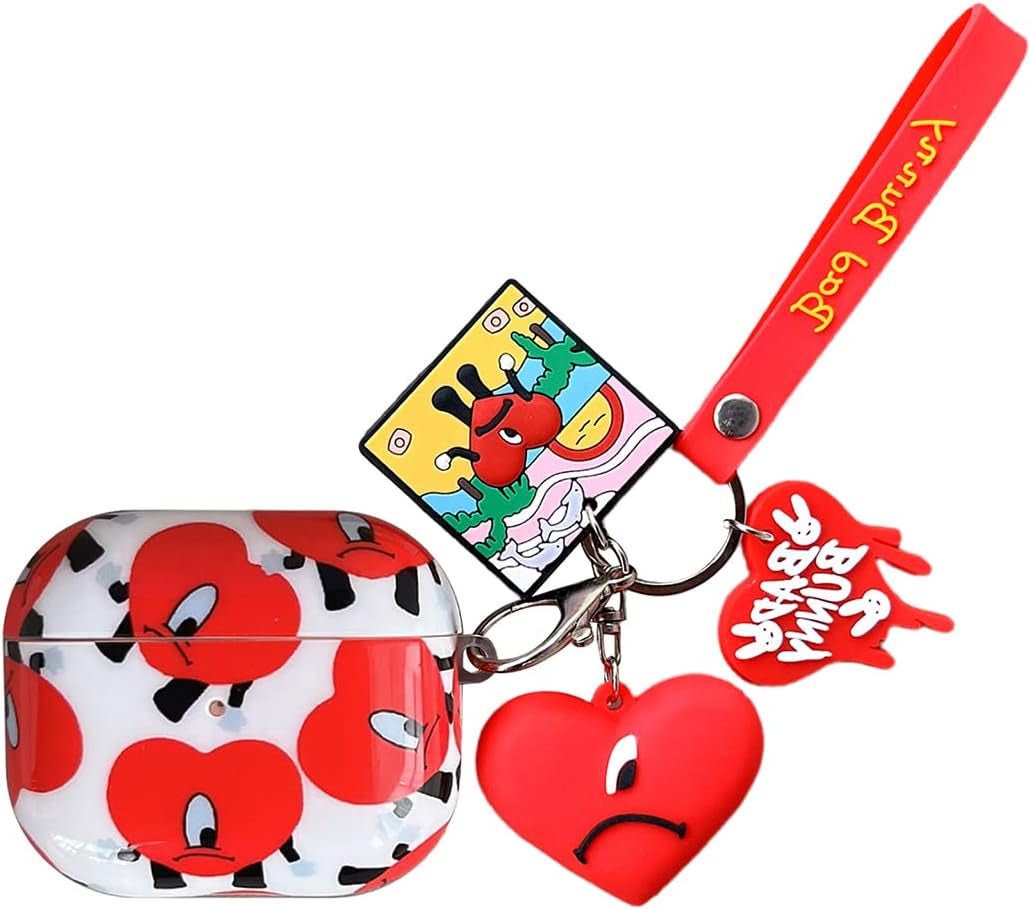 Cute Airpod 1/2 IMD Case,3D Fashion Popular Cool Bad Bunny TPU Headphone Case,Airpods 1/2 Generation with 3D Cartoon Key Chain Soft Skin Case (For Airpods 1/2)  TXSPYYHQFZC for AirPods 3rd  