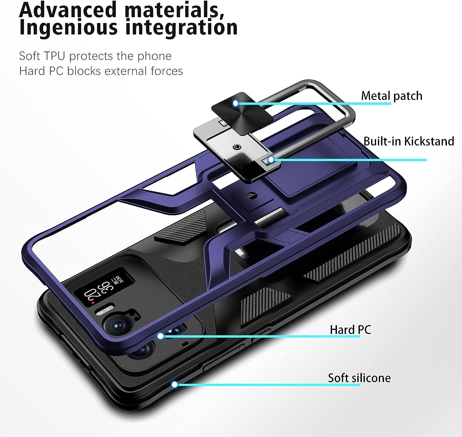 Asuwish Compatible with Xiaomi Mi 11 Ultra 5G Case and Tempered Glass Screen Protector Stand Ring Holder Kickstand Cell Accessories Phone Cover for Mi11Ultra Mi11 11Ultra G5 Women Men Blue  Asuwish   