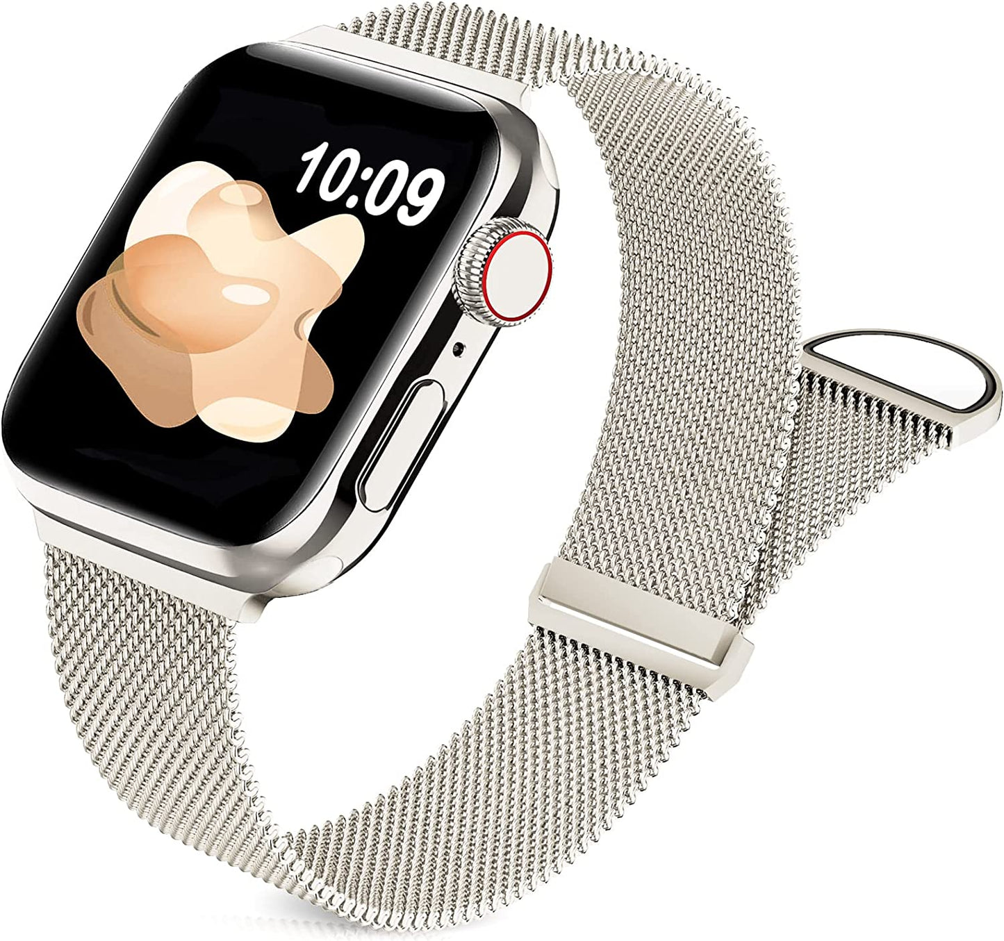 Sunnywoo Metal Stainless Steel Band Compatible with Apple Watch Bands 38Mm 40Mm 41Mm 42Mm 44Mm 45Mm 49Mm,Metal Loop Adjustable Magnetic Strap for Iwatch Series Ultra 8 7 6 5 4 3 2 SE 1 for Women Men  Sunnywoo Starlight 38/40/41 mm 