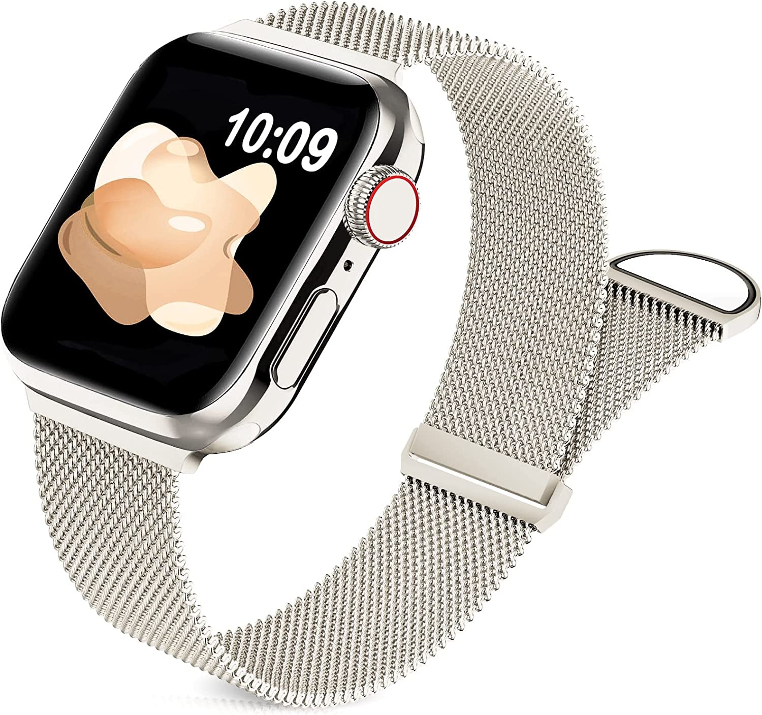 Sunnywoo Metal Stainless Steel Band Compatible with Apple Watch Bands 38Mm 40Mm 41Mm 42Mm 44Mm 45Mm 49Mm,Metal Loop Adjustable Magnetic Strap for Iwatch Series Ultra 8 7 6 5 4 3 2 SE 1 for Women Men  Sunnywoo Starlight 38/40/41 mm 