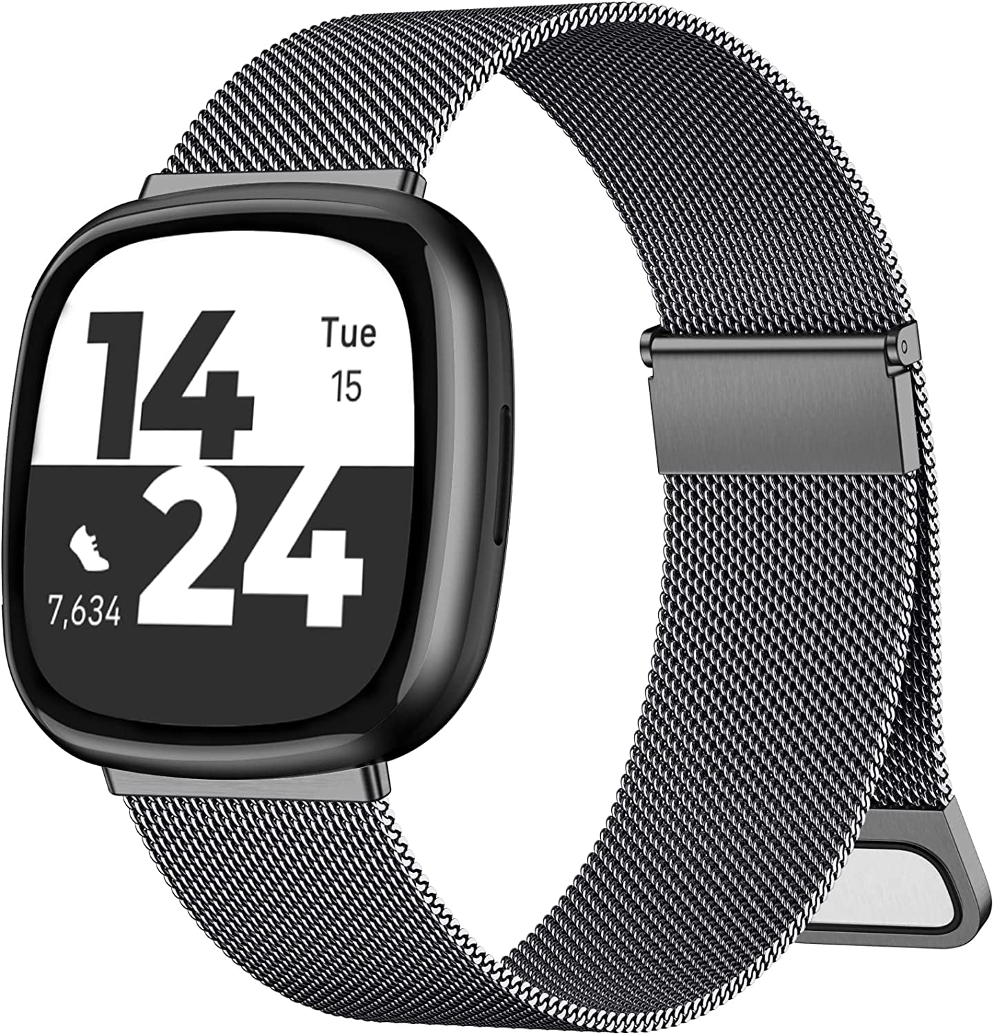 Zedoli Bands Only Compatible with Fitbit Sense 2/Versa 4 and Fitbit Sense/Versa 3 Four Models, Stylish Fashionable Stainless Steel Milanese Metal Loop Wristbands Replacement Bands Women Men, Colorful  Zedoli Gray Large 