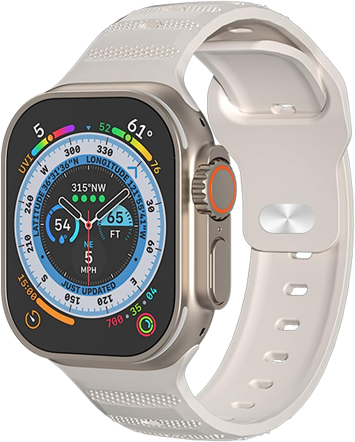 Compatible with Apple Watch Ultra Band Sport 42Mm 44Mm 45Mm 49Mm,Soft Silicone Waterproof Strap Wristbands Compatible with Iwatch Apple Watch Series Ultra 8 7 6 5 4 3 2 1 SE Women Men  ownace Starlight  