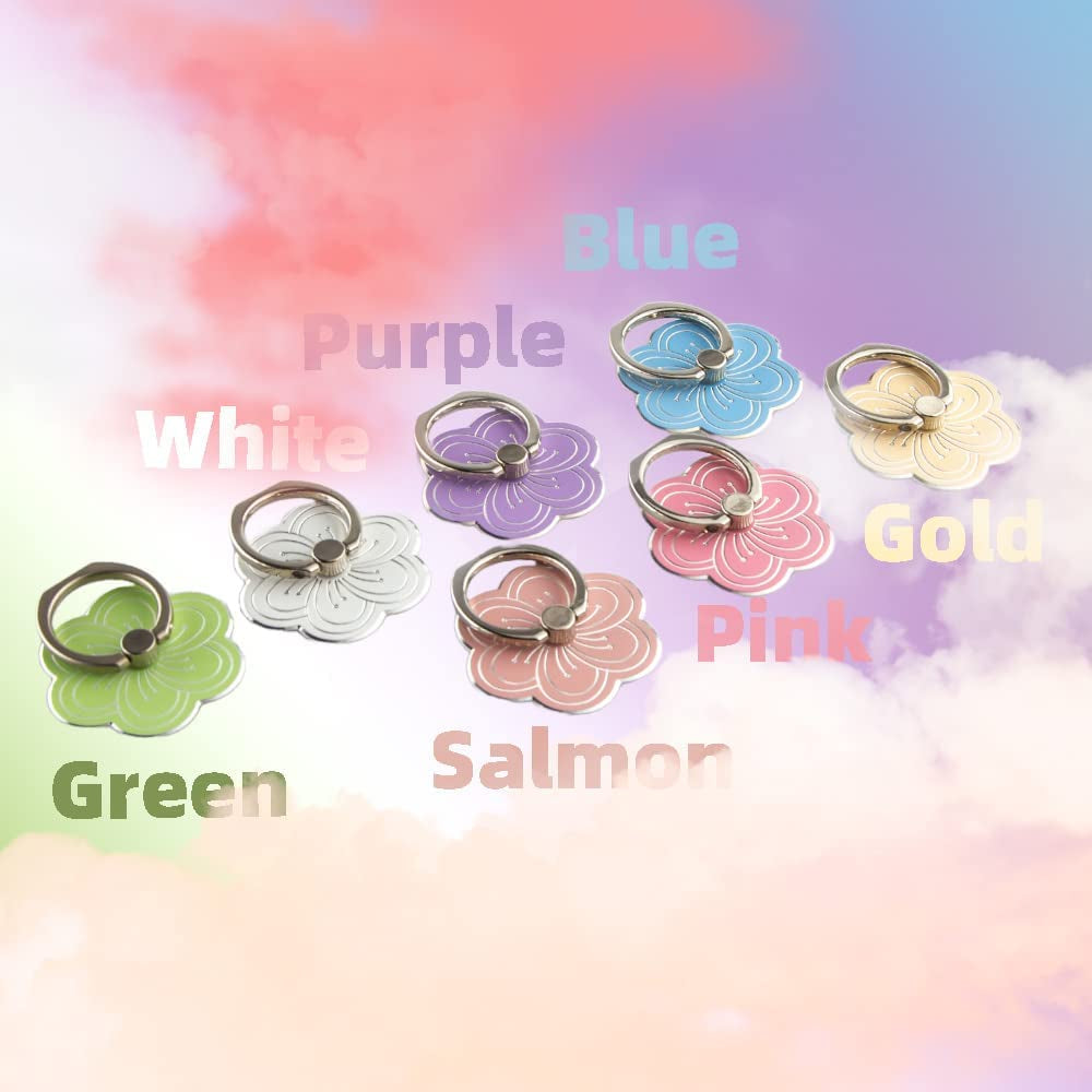 Flower Cell Phone Ring Holder, Zinc Alloy Metal Phone Back Ring Grip for Finger (White)  SUNURS   