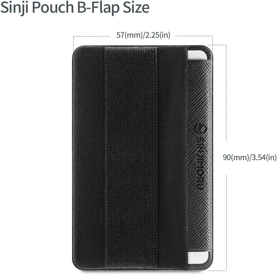 Sinjimoru Phone Grip Credit Card Holder with Flap, Secure Stick-On Wallet as Phone Finger Strap Adhesive ID Card Case for Iphone Case. Sinji Pouch B-Flap Black.  Sinjimoru Co.Ltd   