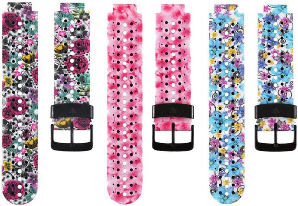 Replacement for Garmin Forerunner 235 / Garmin Approach S20 S5 S6 Watch Band Accessory, Adjustable Silicone Solid&Pattern Strap Wristband for Forerunner 220/230/620/630/735Xt/235Lite…  kiugi 3 Pack-Pattern-Style A  