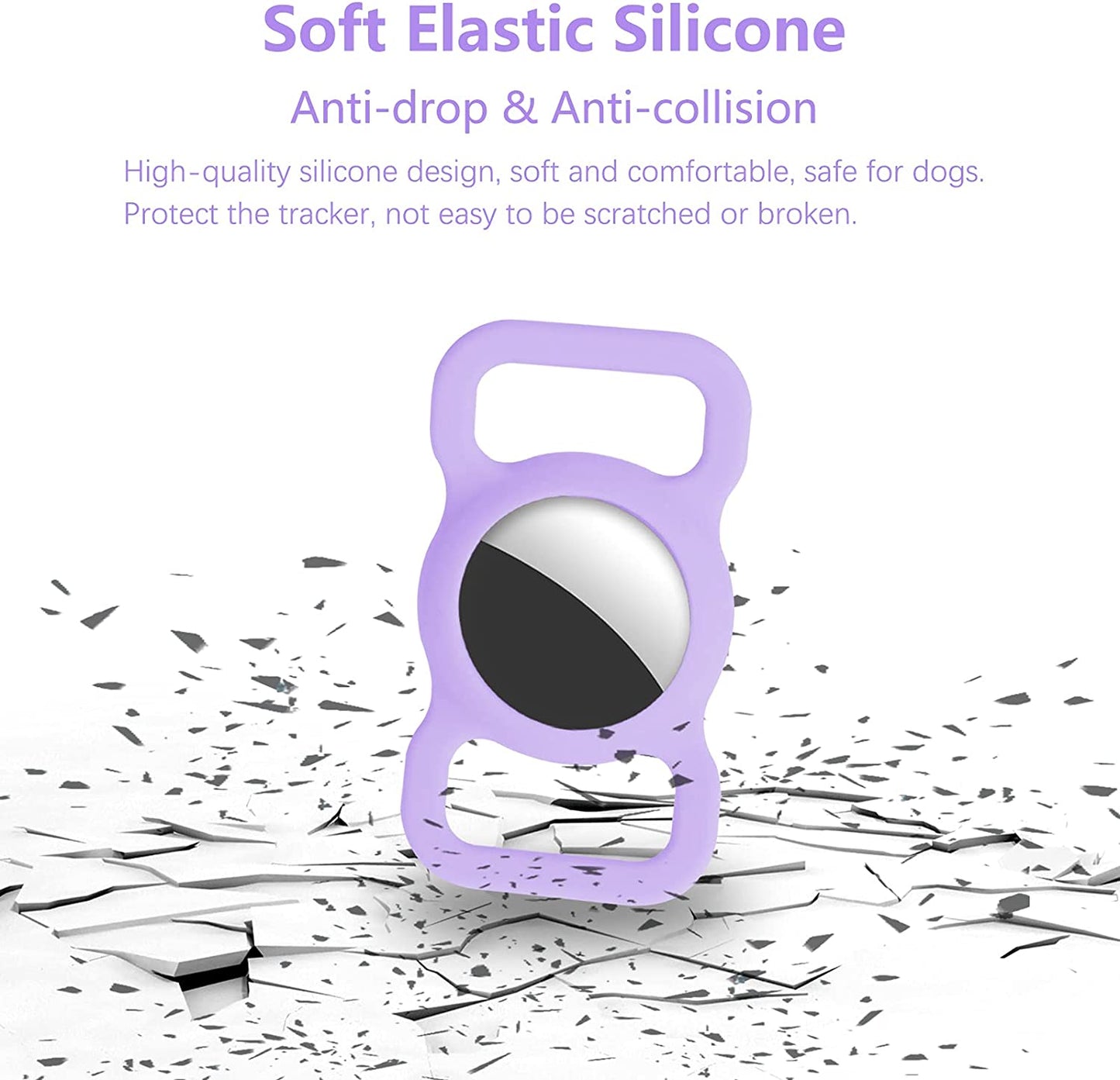 Gogomg 2 Pack Holders Compatible with Apple Airtag for Dog Collar, Silicone Protective Case for Air Tag Pet GPS Tracker (Purple)  gogomg   