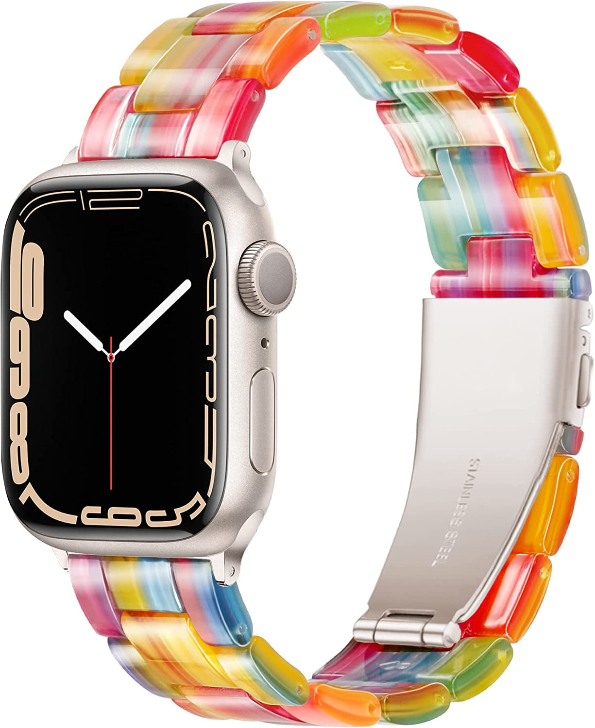 YGTIECS Starlight Apple Watch Band 41Mm 40Mm 38Mm, Super Lightweight, Comfortable, Compatible with Apple Watch Series 8 & 7, Fashionable for Apple Watch Series 8 7 SE 6 5 4 3 2 1-Black Tortoise Flower  YGTIECS Rainbow 49mm/45mm/44mm/42mm 
