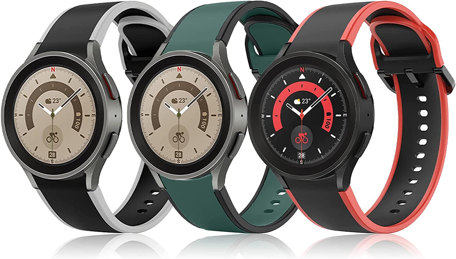 BMINEN Bands 4 Pack for Google Pixel Watch Band, Soft Silicone Wristband Women Men Waterproof Sport Strap Band for Google Pixel Watch 2022 (L, 4PACS-A-L)  BMINEN 3colorD Watch 5 two-color 