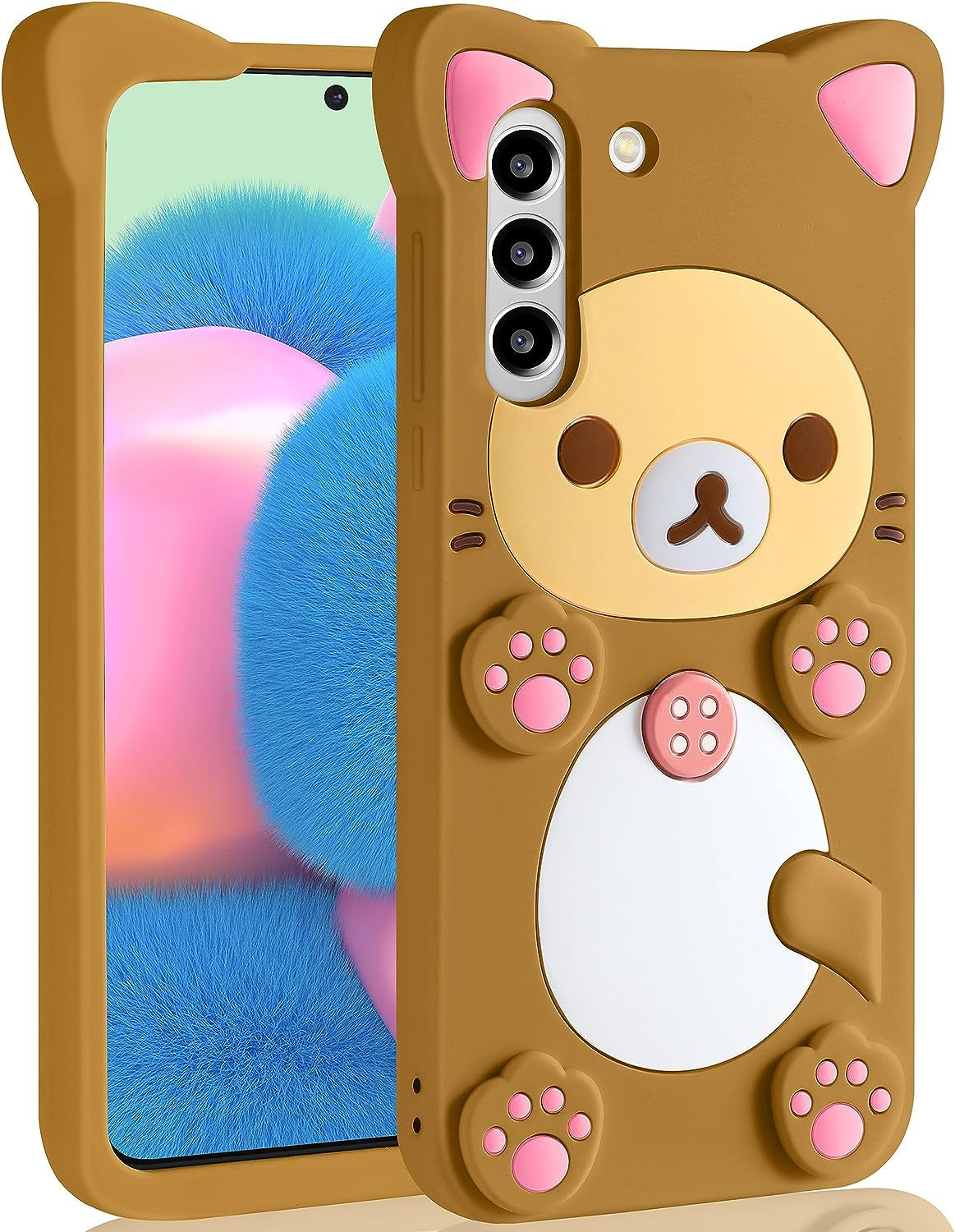 Stsnano Kawaii Phone Case for Samsung Galaxy A53 5G 6.5'' 3D Cute Cartoon Bear Phone Case Fashion Fun Cool Funny Bear Soft TPU Case for Samsung Galaxy A53 5G Silicone Cover for Women Girls Kids PK  STSNano Brown For Samsung Galaxy S21 