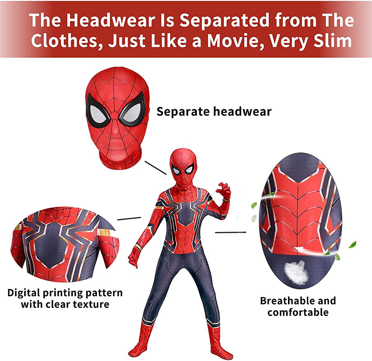 ZERBAY Superhero Halloween Costume Superhero Costume Suits Cosplay Bodysuit Costumes for Kids  ZERBAY   