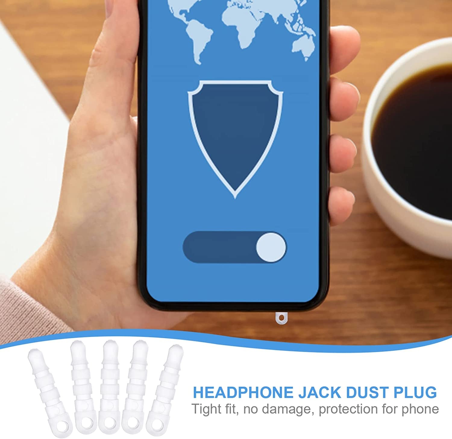 Hemobllo anti Dust Plugs - 100 Pcs Cell Phone Dust Plug Charm with Hole Headphone Jack Covers Dust Protector Cap Compatible for 3.5Mm Earphone Jack (Transparent)  Hemobllo   