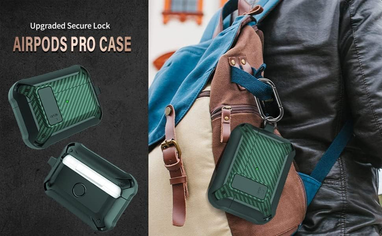 [4 in 1] Airpods Pro 2 Gen/Pro Case Lock with Cleaner Kit&Replacement Ear Tips(S/M/L), Olytop Rugged Airpod Pro 2Nd/1St Generation Protective Cover for Ipod Pro 2019/2022 with Keychain, Army Green  Olytop   