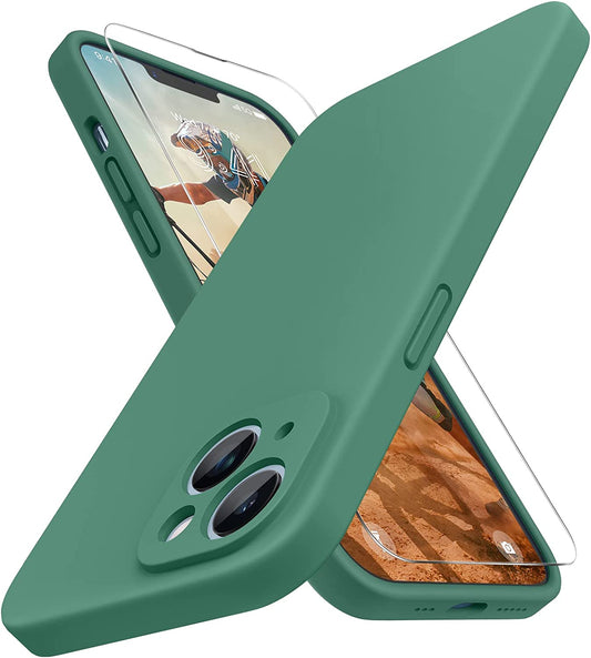 Miracase Designed for Iphone 14 Case with Screen Protector,[Upgraded Enhanced Camera Protection],Shockproof Liquid Silicone Case with Microfiber Lining, 6.1 Inch,Acacia Green  Miracase Acacia Green  